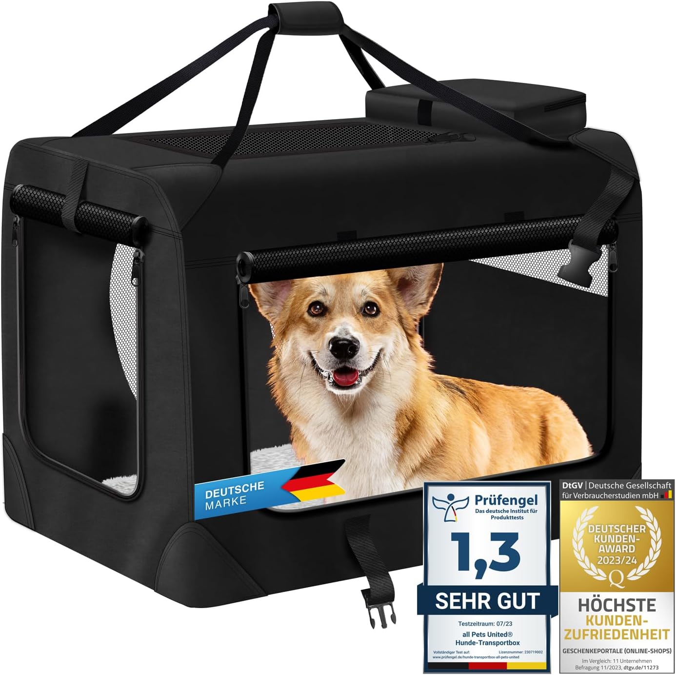 Detalle de Hunde-Transportbox M 62×42×42 cm faltbare Hundetasche