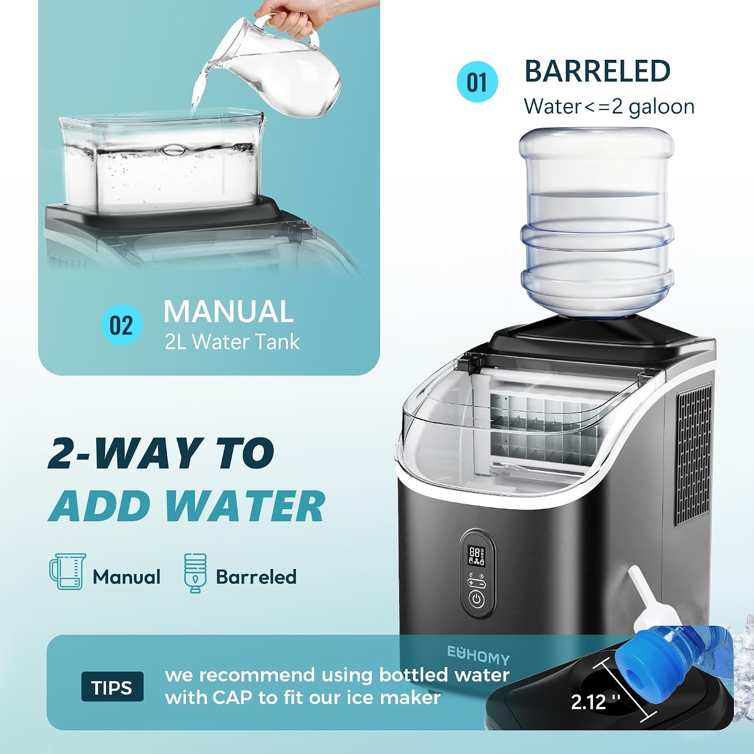 Thumbnail 2 de EUHOMY Countertop Ice Maker with 1.5L Tank