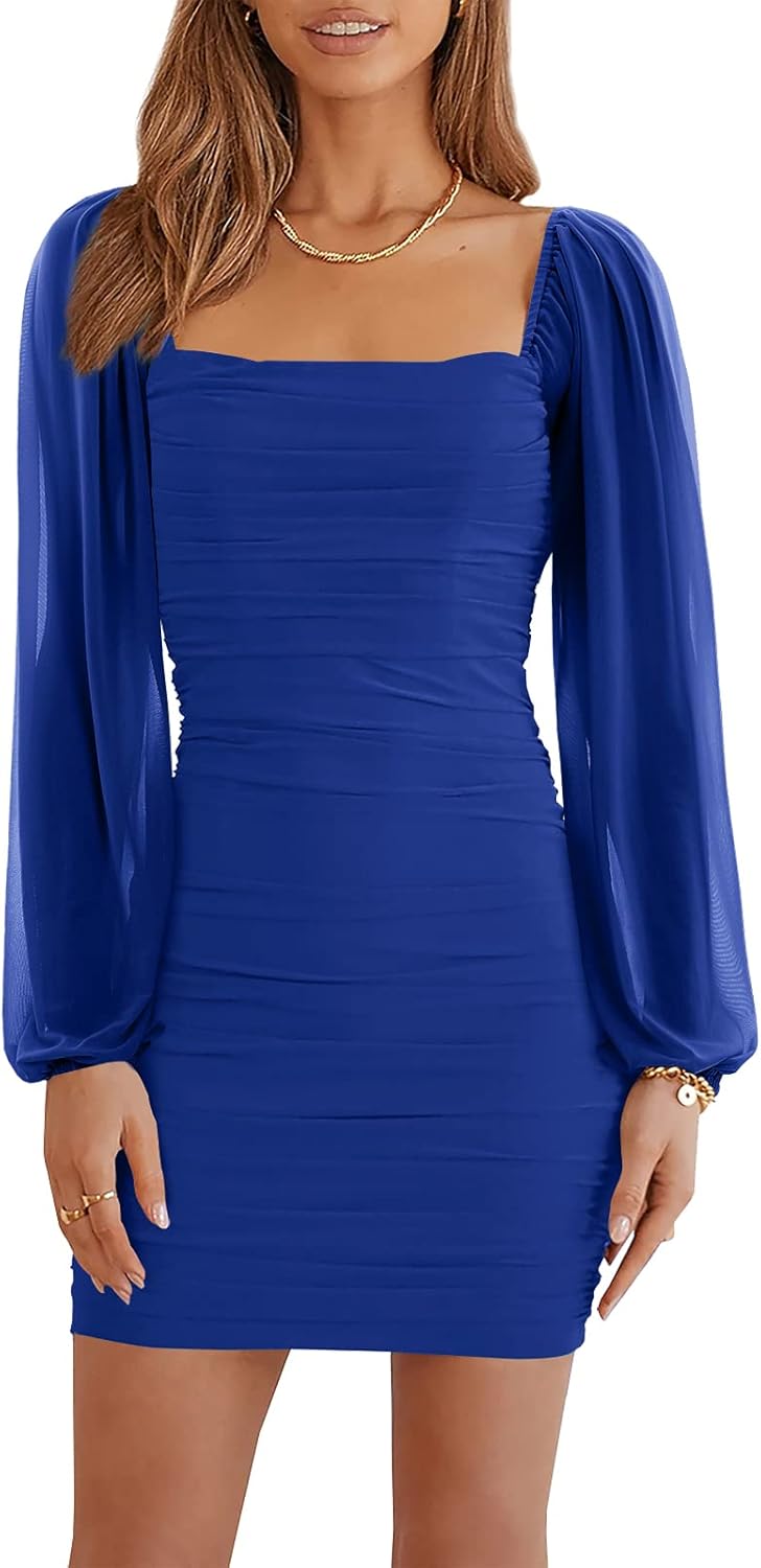 Thumbnail 6 de Wenrine Mesh Long Sleeve Ruched Mini Dress