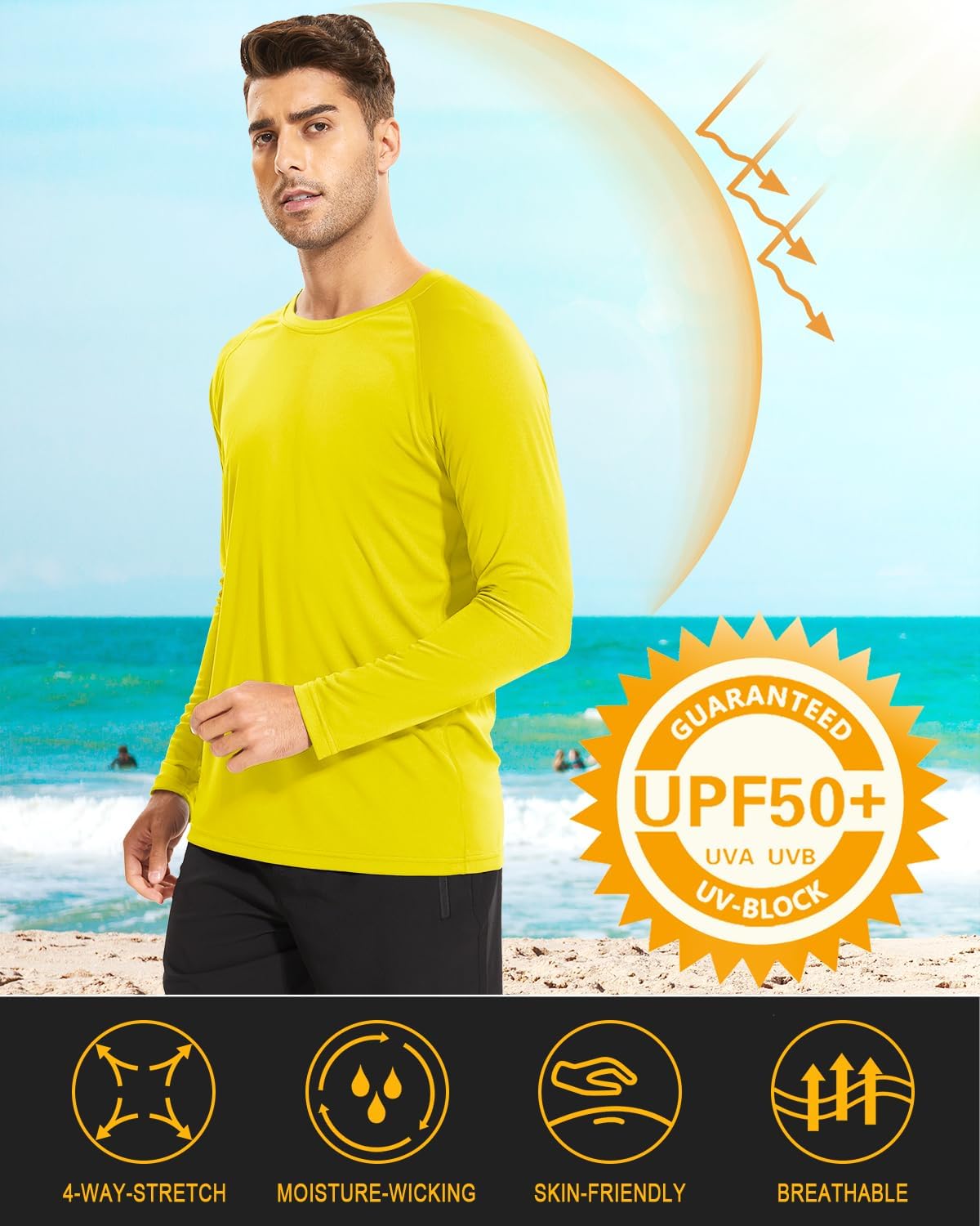 Detalle de MAGCOMSEN Men's Long Sleeve UPF 50+ Sun Protection Athletic Shirt