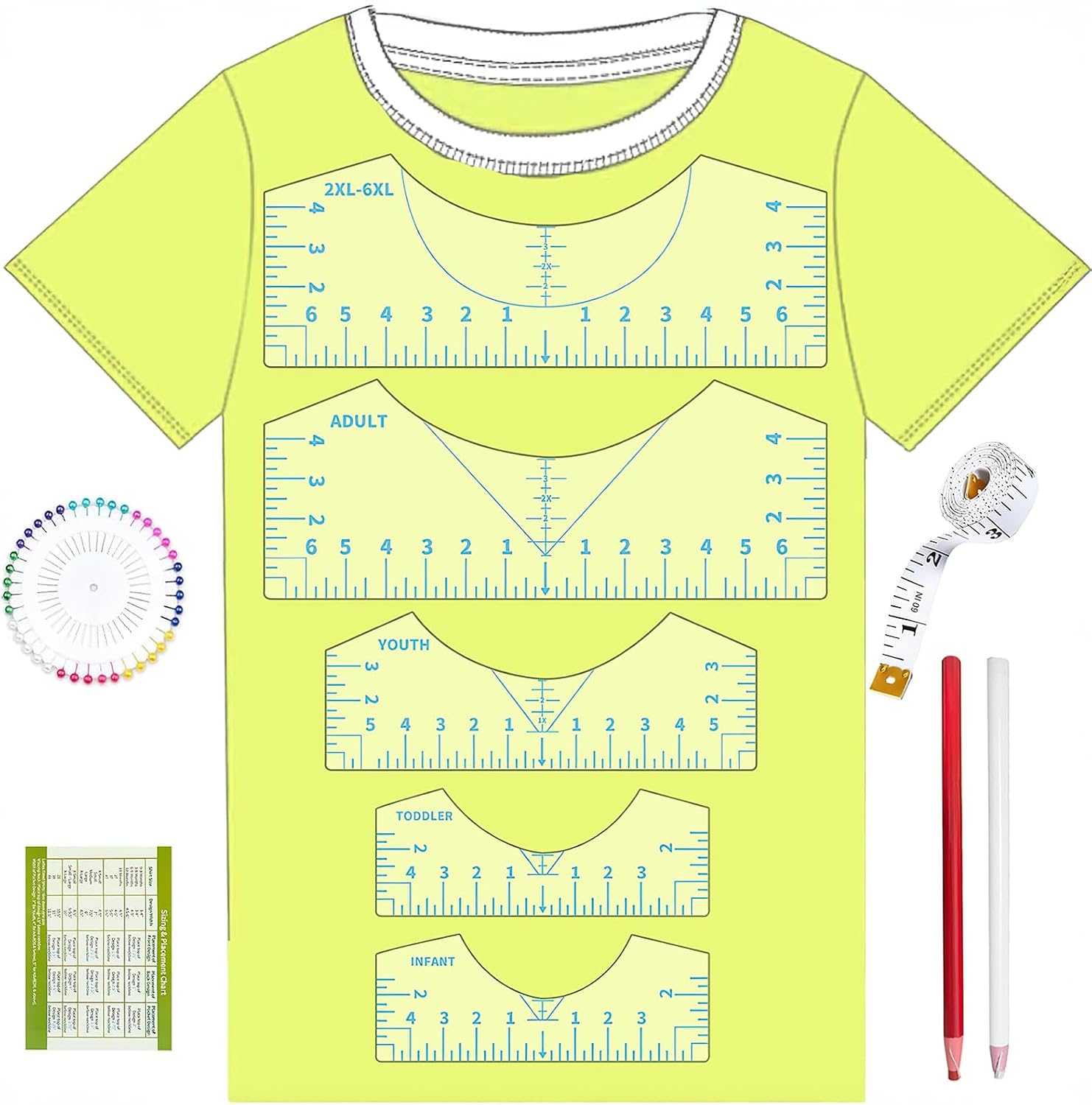 Detalle de tietoc T-Shirt Ruler Set, 5 PVC Alignment Guides for Vinyl Designs