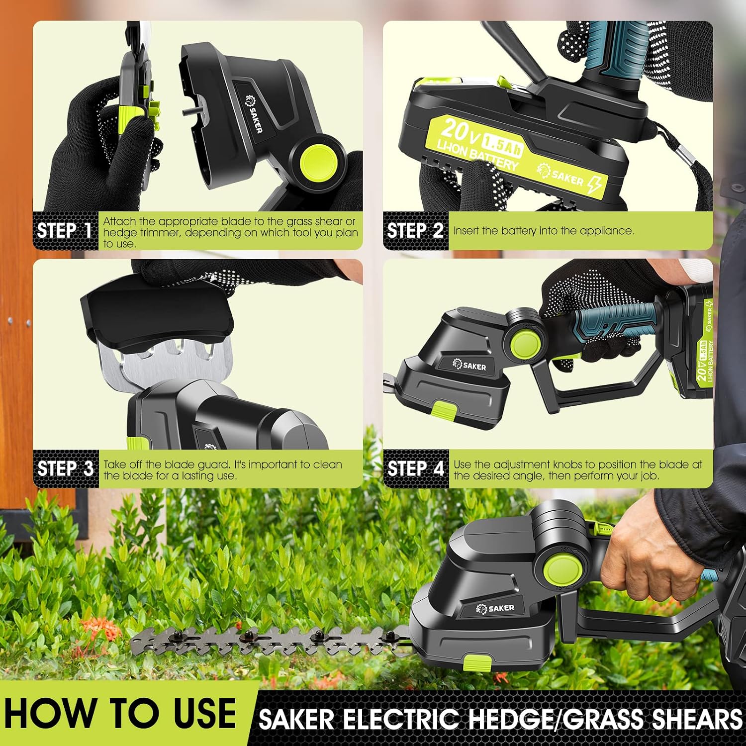 Thumbnail 5 de Saker 2 in 1 hedge trimmer 20V