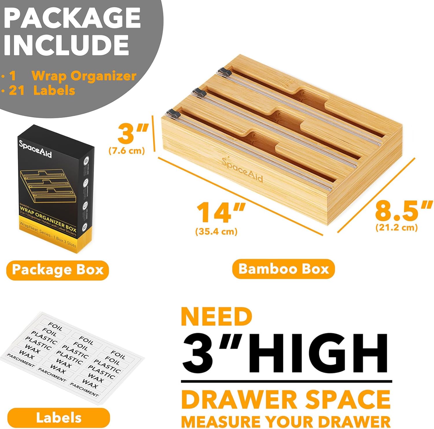 Thumbnail 5 de SpaceAid WrapNeat 3-in-1 Wrap Organizer 12″ dispenser 🍽