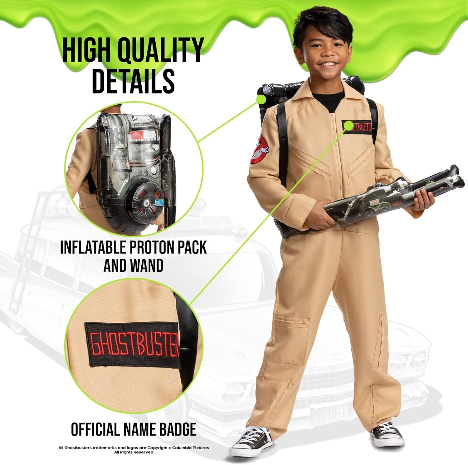 Detalle 1 de Disguise Ghostbusters Kids Costume, Classic Jumpsuit with Proton Pack, Small (4–6)