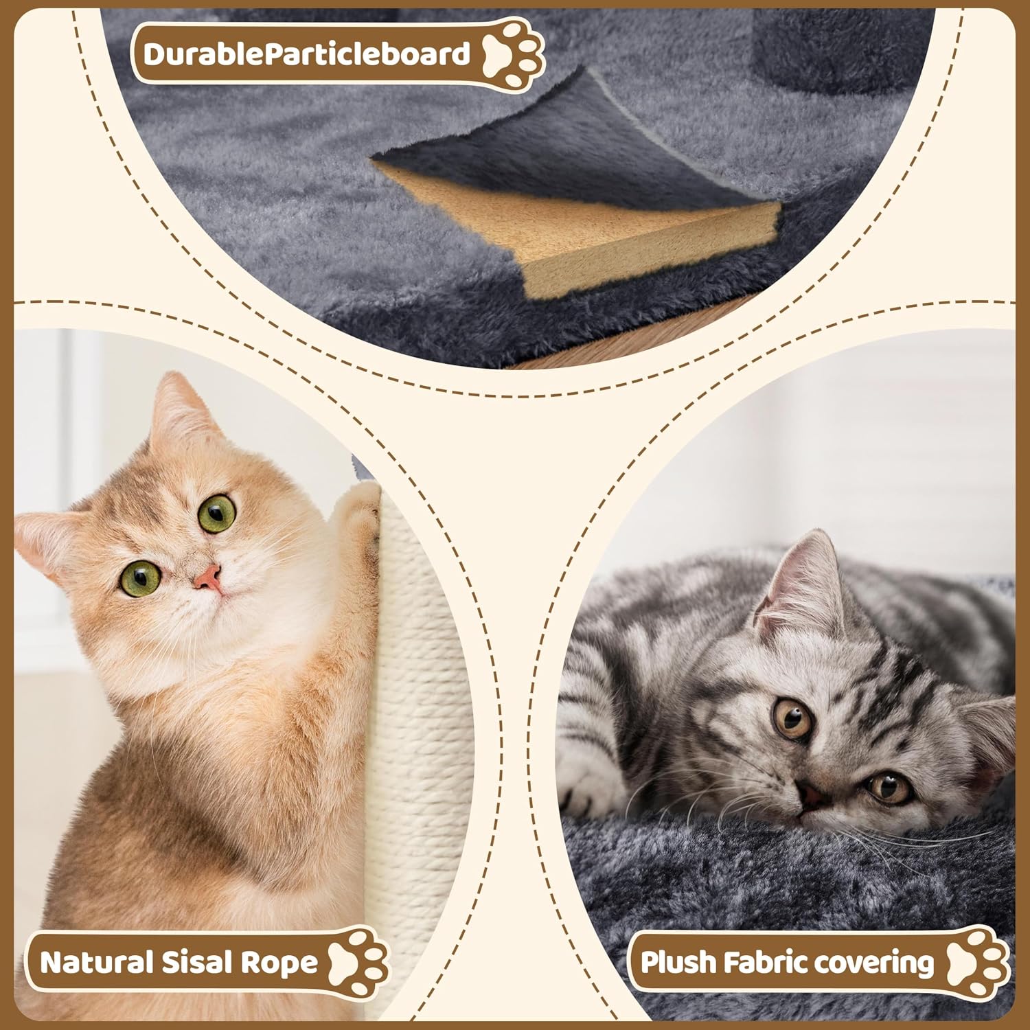 Thumbnail 6 de Yaheetech 59cm Basic Cat Tree Tower with Soft Plush Perches, Condo & Hanging Ball (Dark Grey)