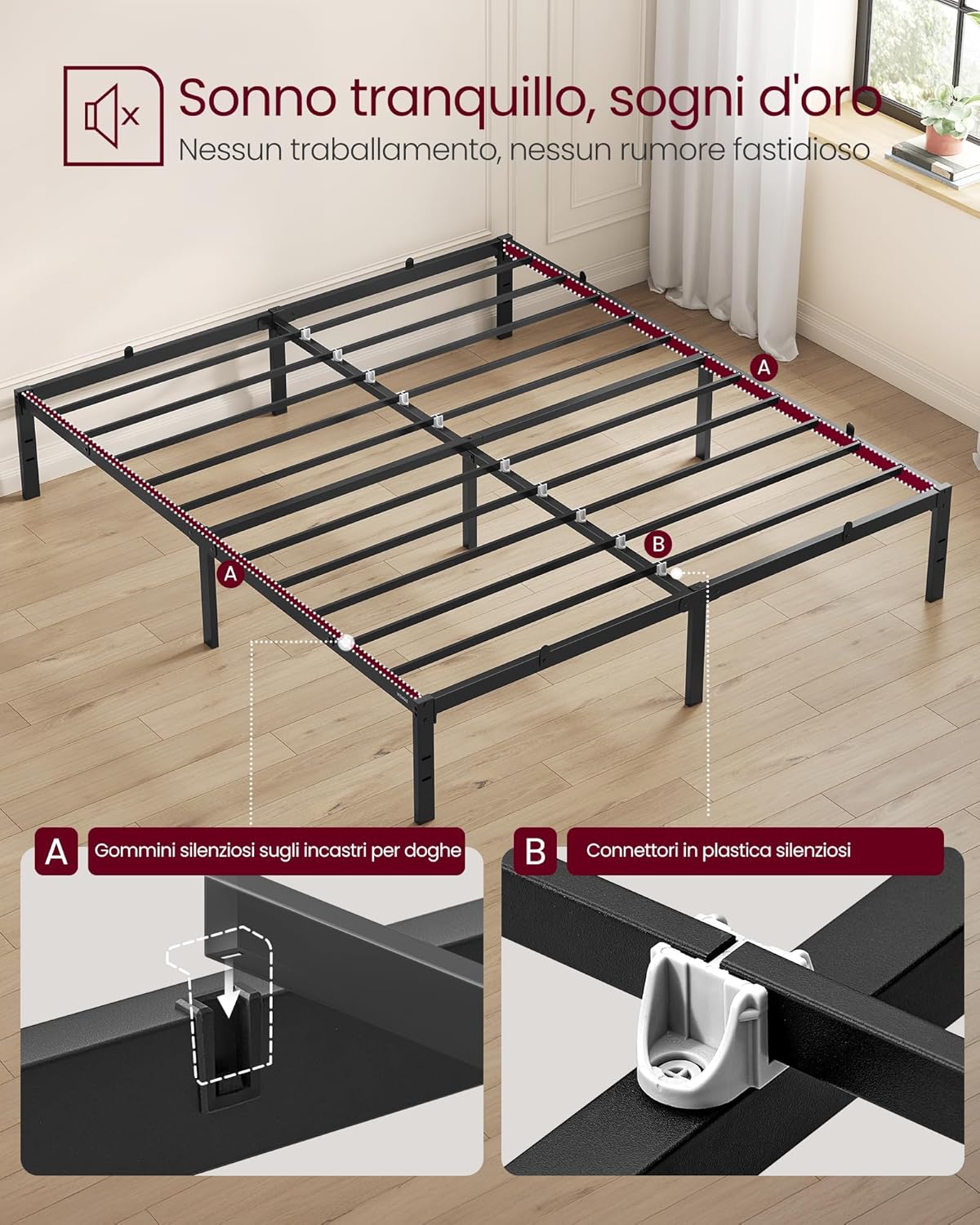 Thumbnail 2 de VASAGLE RMB139BD01 Struttura letto 160x190 cm