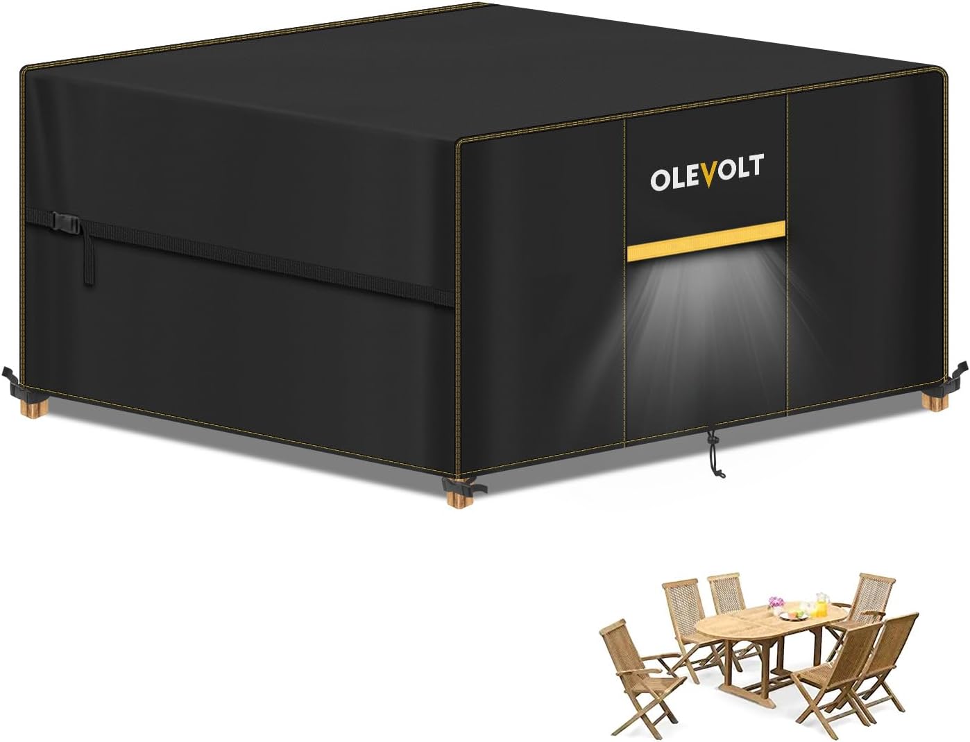 Detalle de OLEVOLT OLE043EU beschermhoes voor tuintafel, 420D Oxford, uv-bestendig