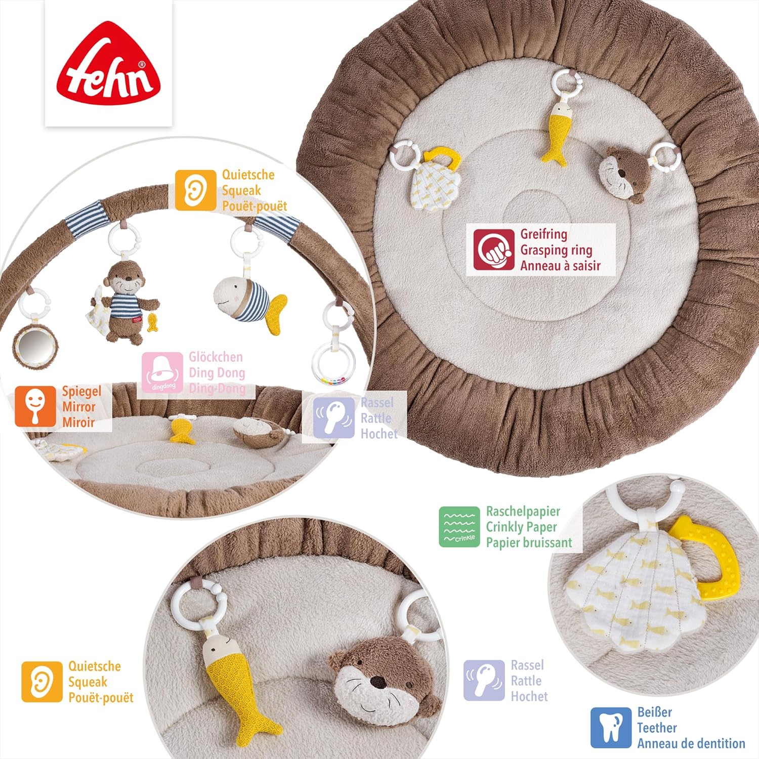 Thumbnail 4 de 3-D-Activity-Nest Otter – Besonders weicher Spielbogen mit 7 abnehmbaren Spielzeugen (ab 0+ Monaten)
