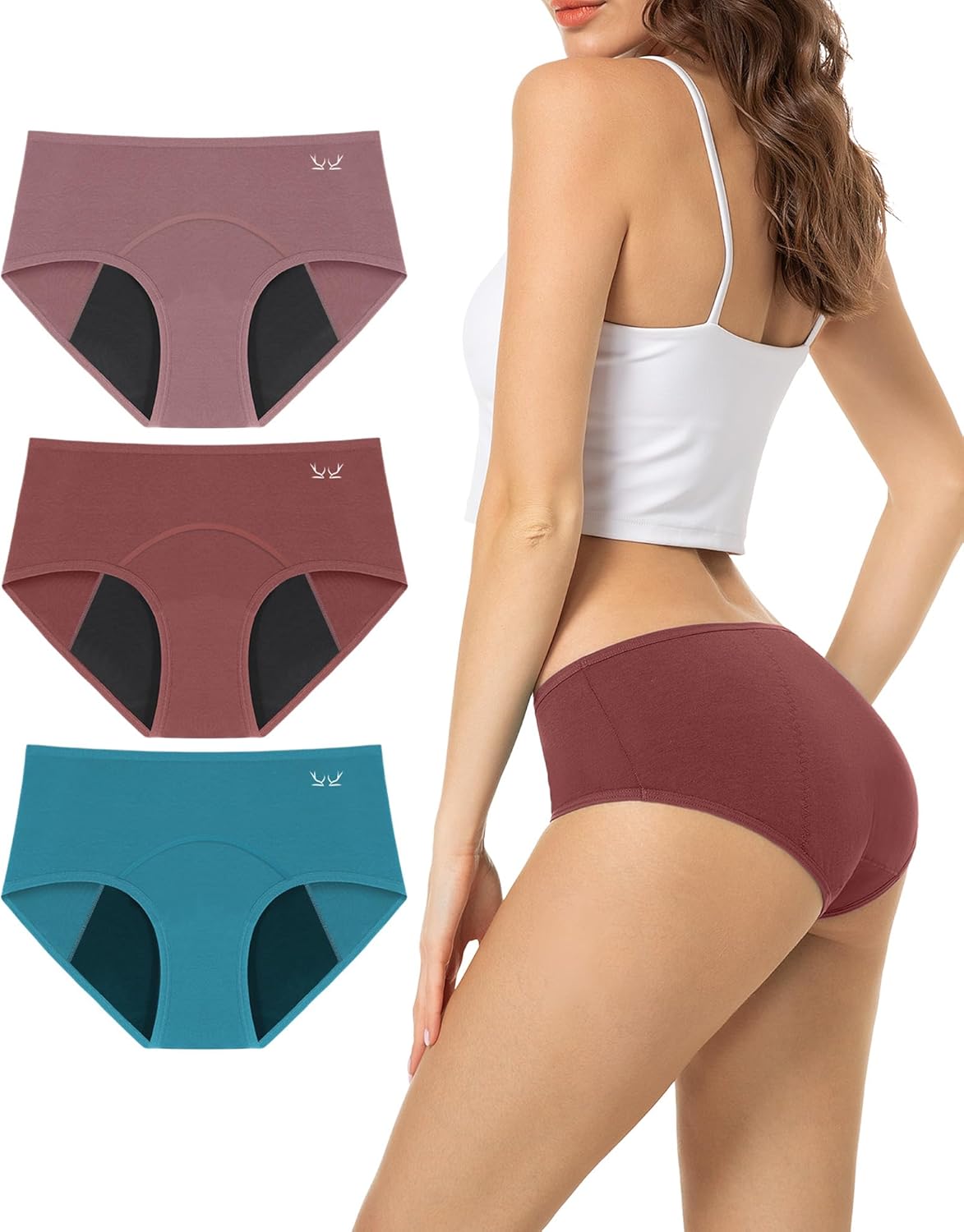 Detalle de TANSTC Culotte Menstruelle en Coton – Lot de 3, Protection 24h et Anti-Fuite