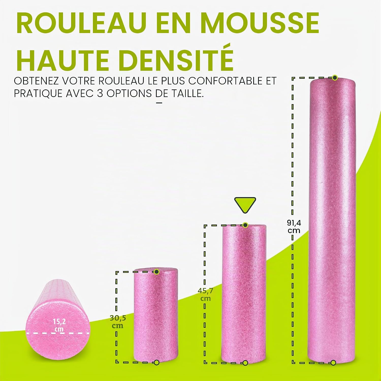 Detalle de ProsourceFit Foam Roller haute densité – 36, 24, 18 et 12 pouces