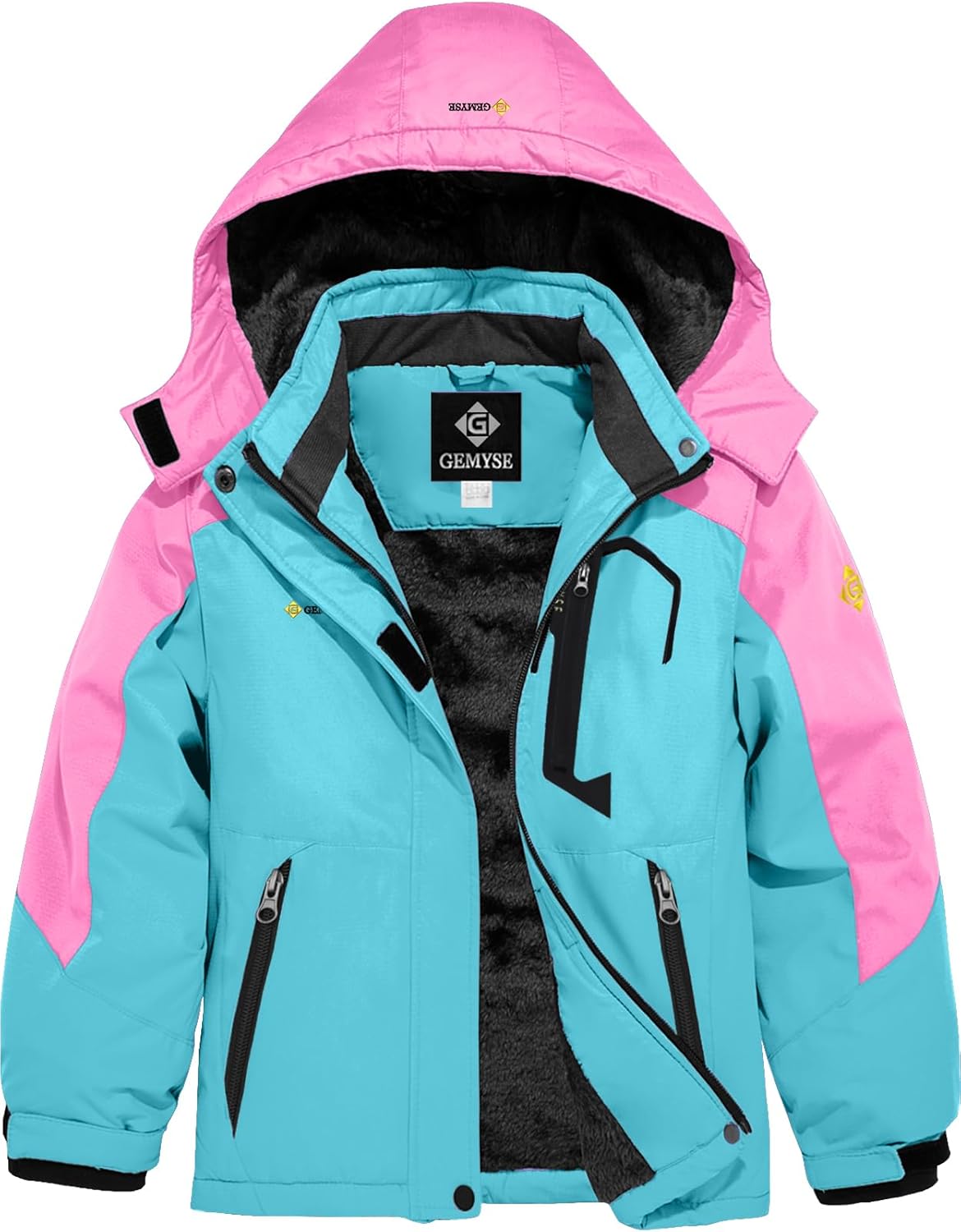 Thumbnail 4 de GEMYSE Girl's Waterproof Ski Jacket with Hood