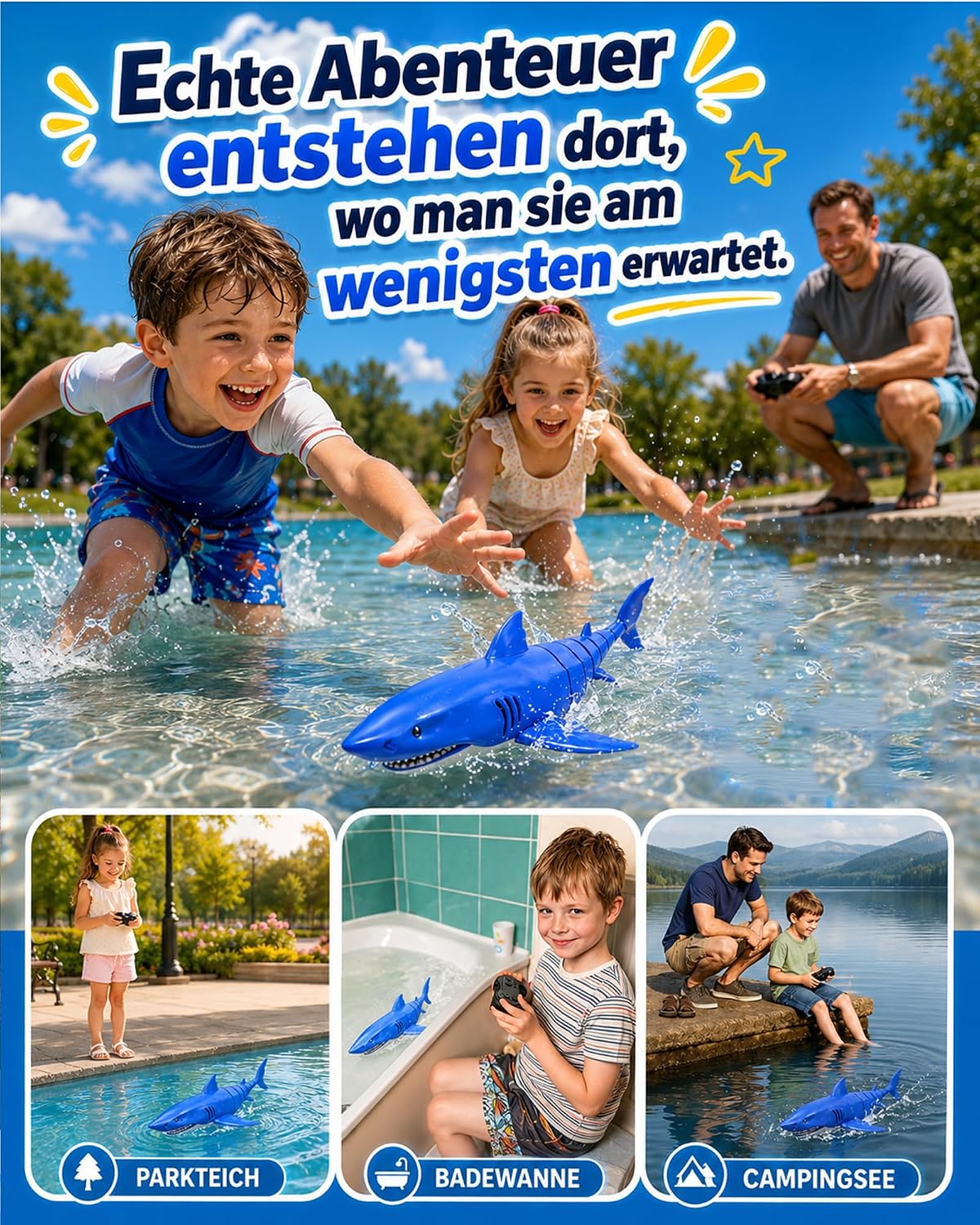 Thumbnail 4 de KOKODI Ferngesteuerter Robo-Hai – wasserdichtes RC Badespielzeug für Kinder ab 3 Jahren