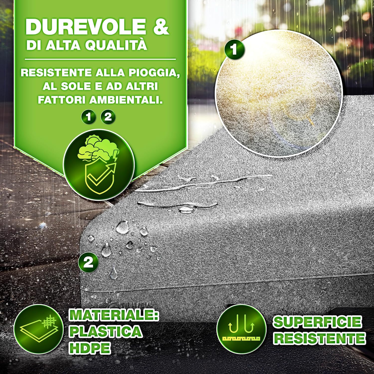 Thumbnail 3 de tillvex® Base per ombrellone 90 litri (120 kg sabbia) da 4 pezzi, decentrato con connettore metallico – grigio granito