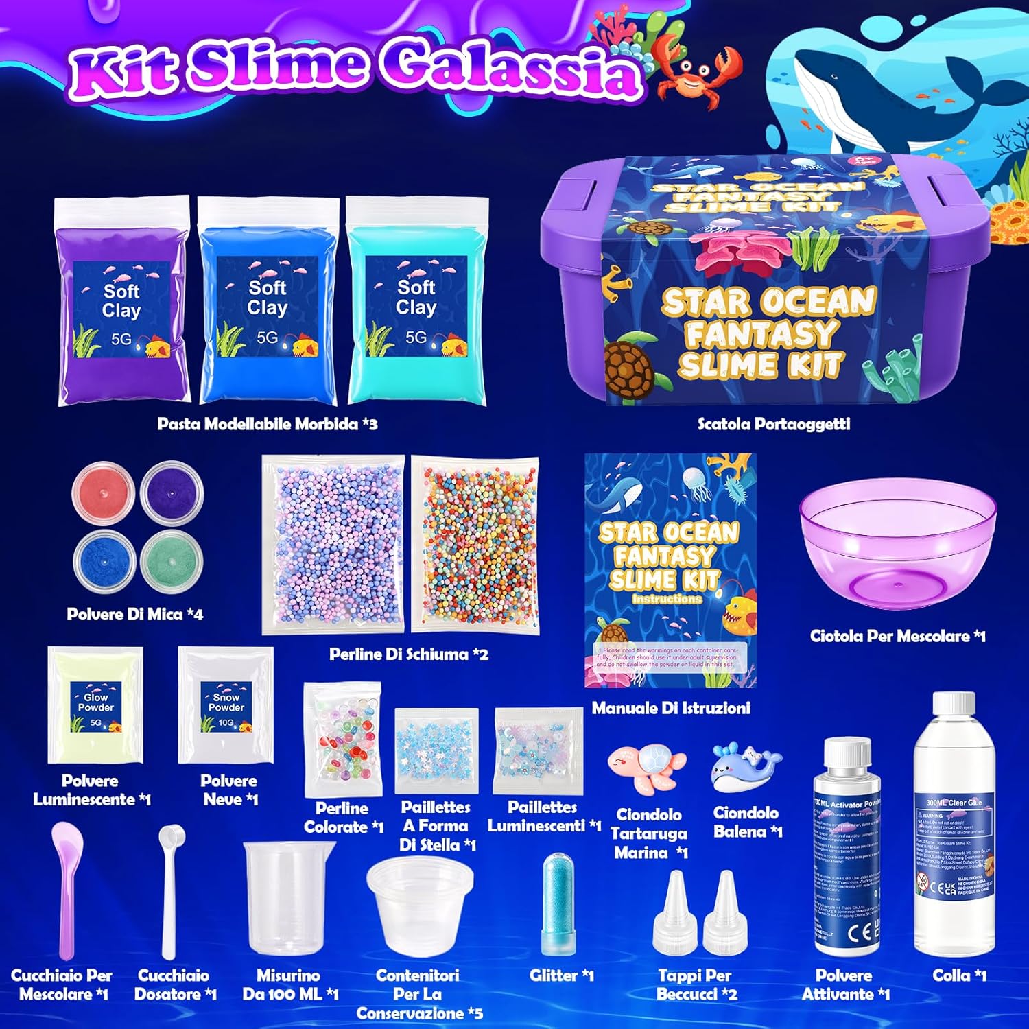 Thumbnail 5 de iKidiki Slime Kit Oceano Galaxy 11 pezzi