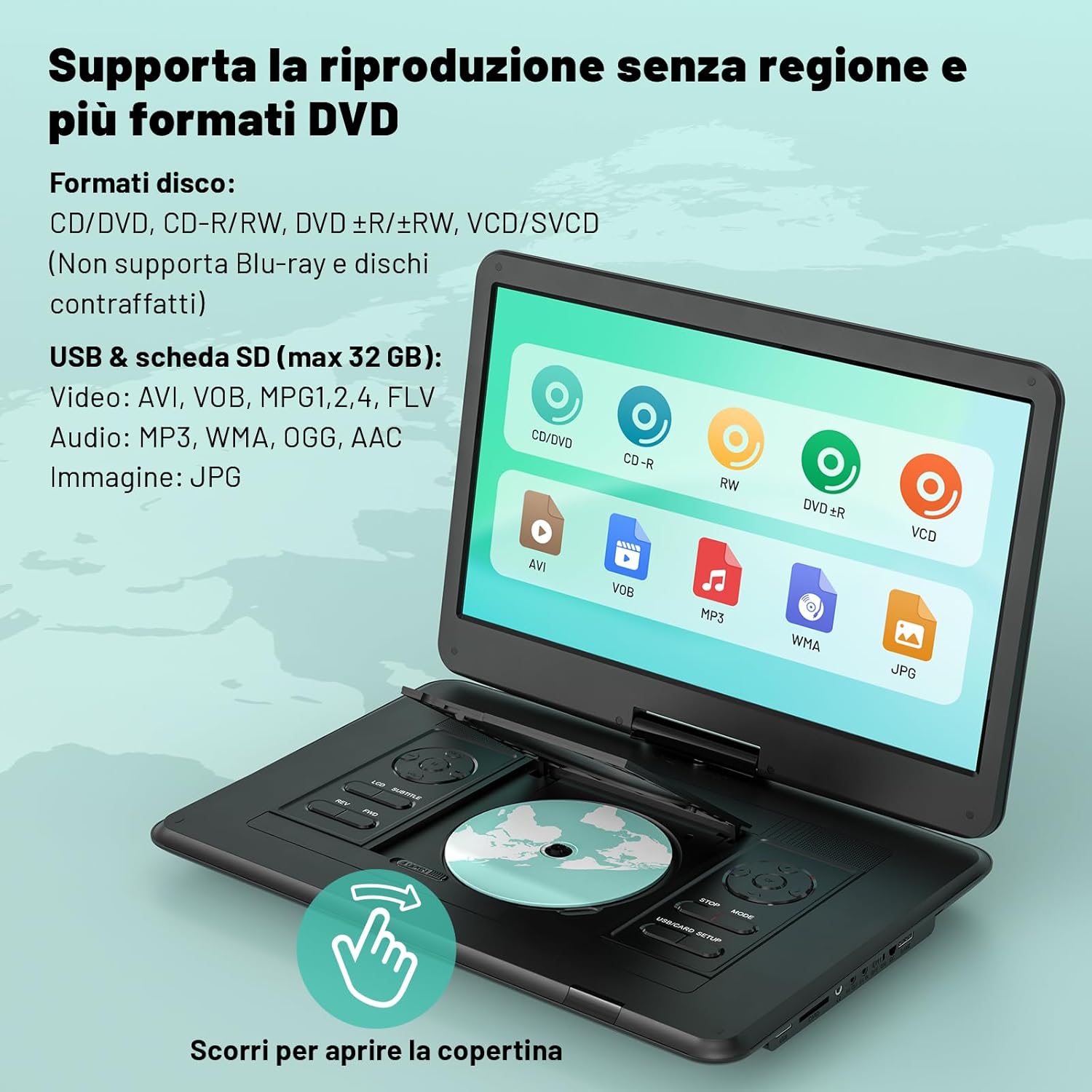 Thumbnail 4 de POFOTO Lettore DVD Portatile 15,6"