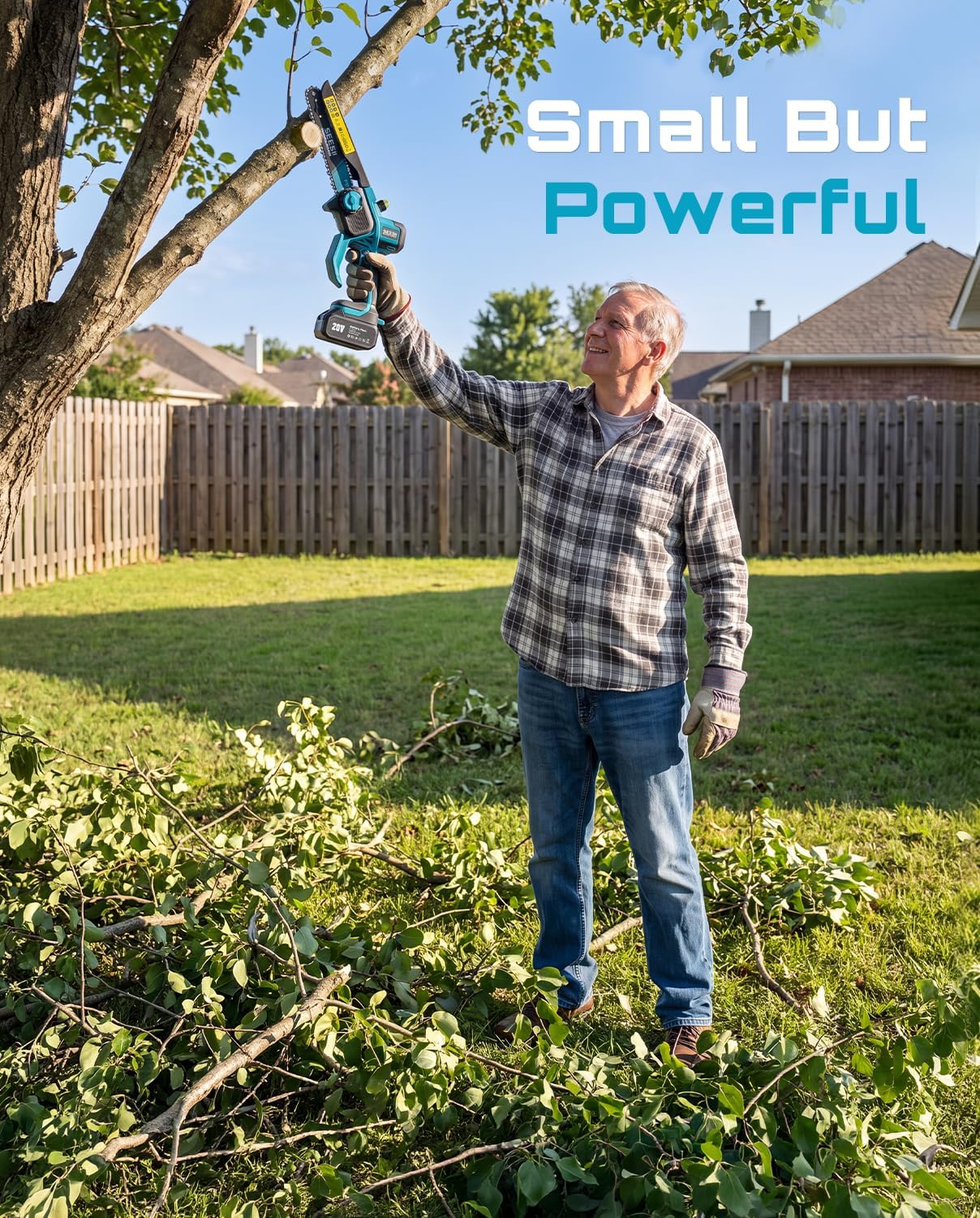 Detalle 1 de Seesii M8 Boost 8-Inch Cordless Mini Chainsaw with Brushless Motor