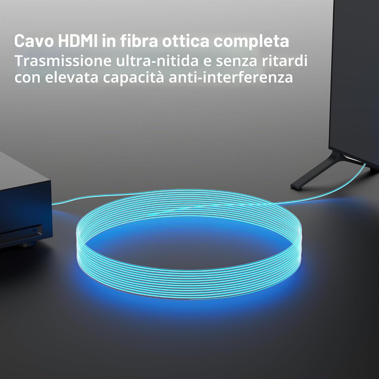 Detalle de RUIPRO 8K: Cavo HDMI 2.1 in fibra ottica pura 20 m con connettori staccabili