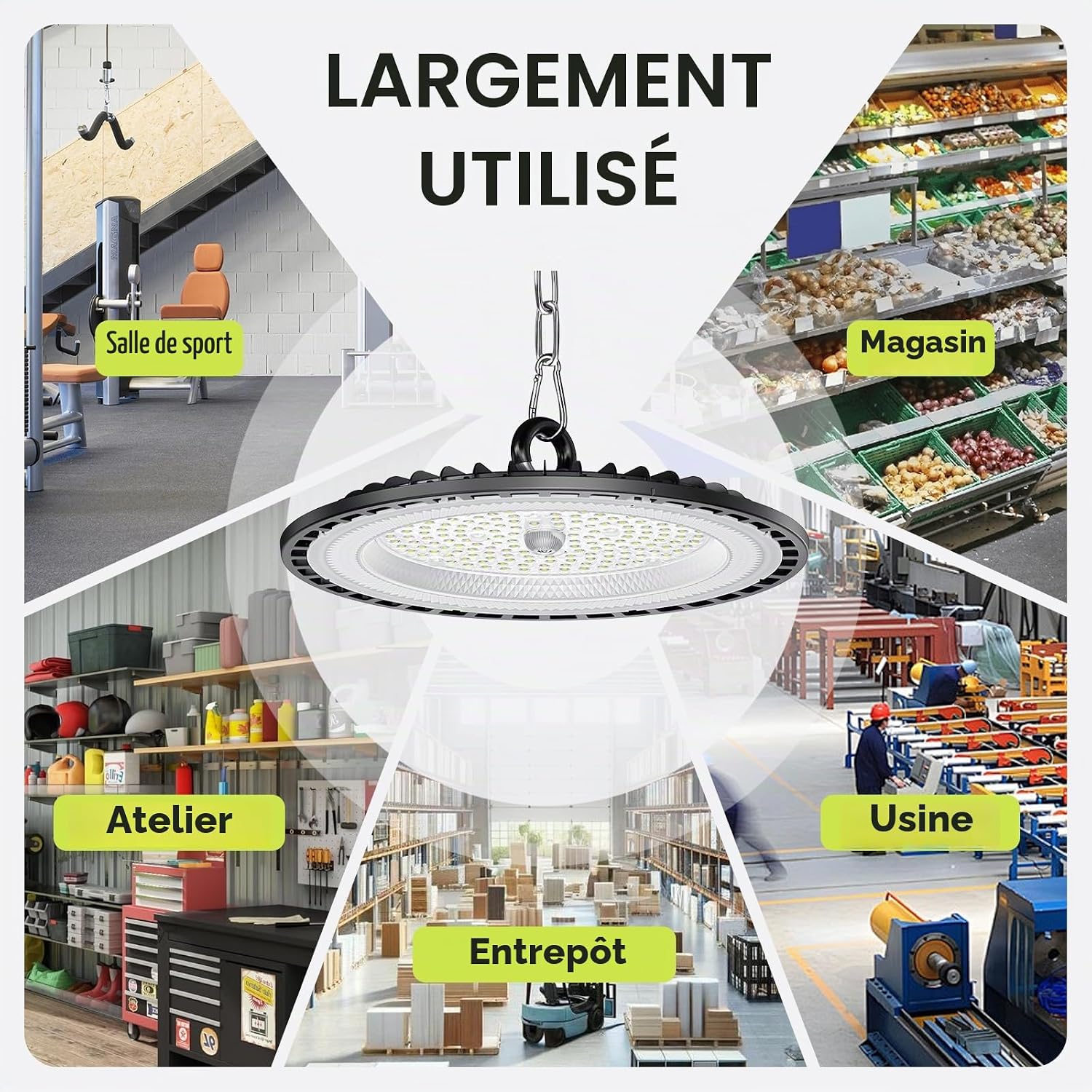 Detalle 2 de Tallflly SL-GK20097P UFO-ledlampenset, 10 stuks, 200 W, 30.000 lm, 6000 K