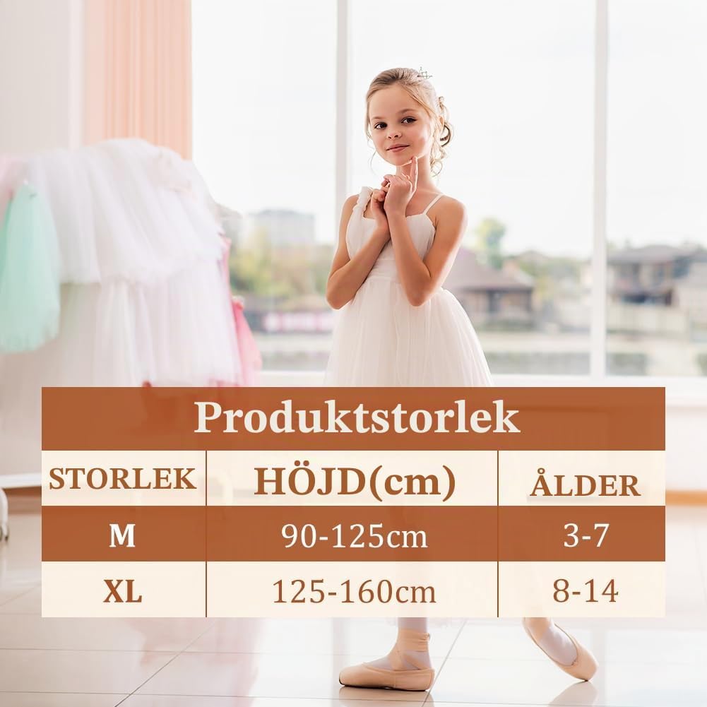 Detalle de AOMIG balettstrumpbyxor för flickor, 40 DEN med vit fot, storlek L–XL