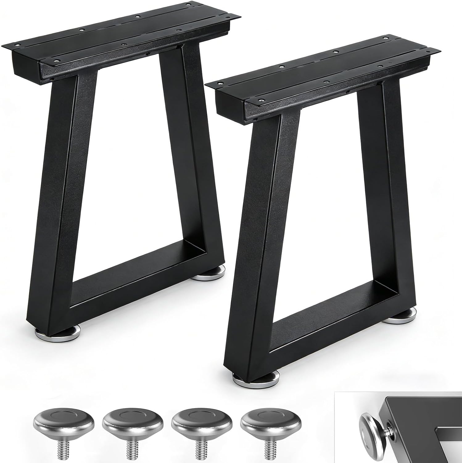 Likapop 16'' Metall-Tischbeine, T-Form, 2 Stück – 30 cm Breite x 40 cm Höhe, Schwarz