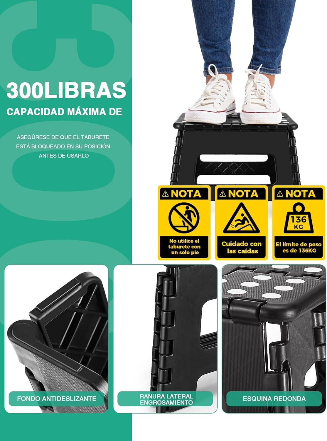 Thumbnail 1 de HEIMWOHL Durable Folding Step Stool 9-inch 🚪