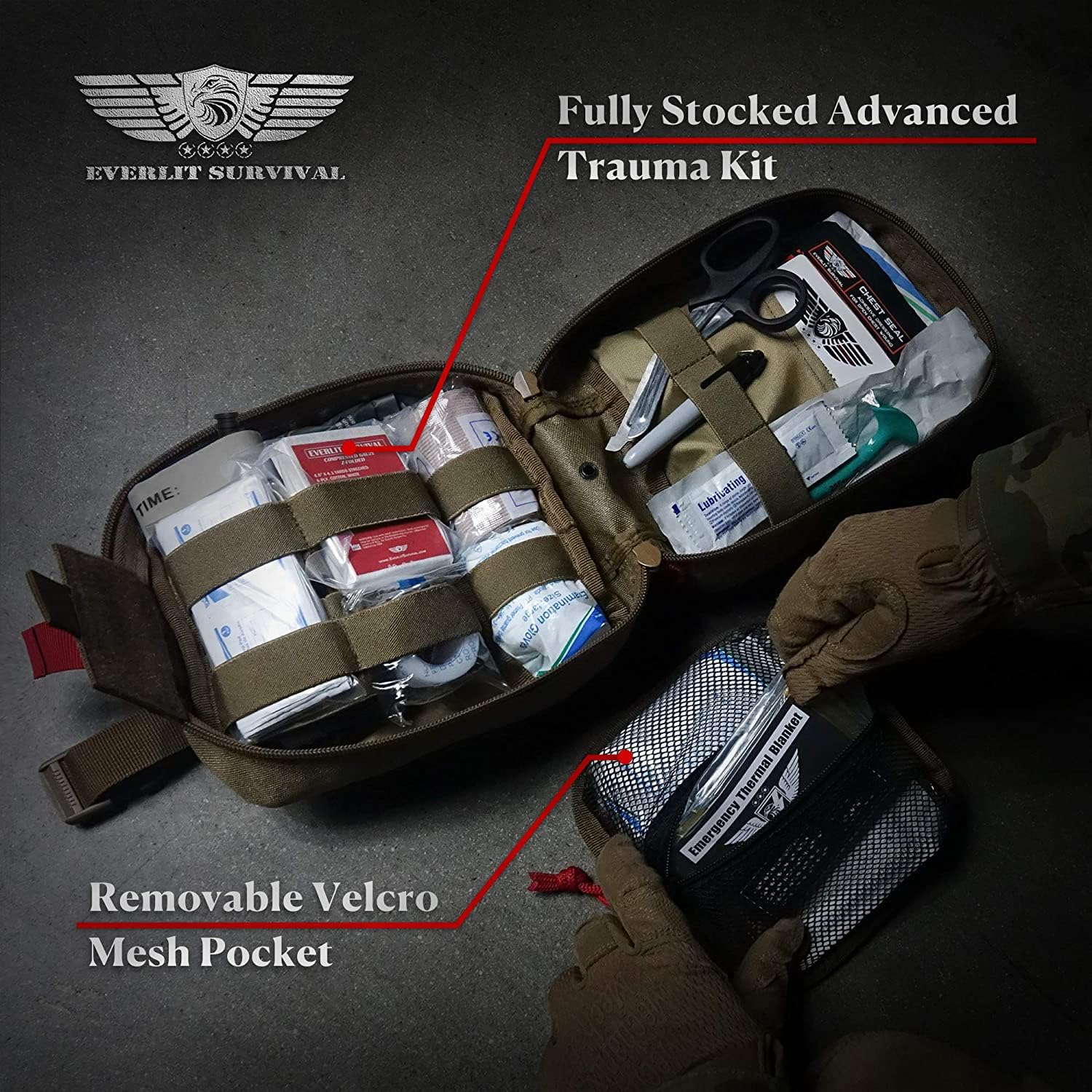 Thumbnail 5 de EVERLIT Advanced Trauma Kit, 59-Piece IFAK with CAT GEN-7 and 36-Inch Splint