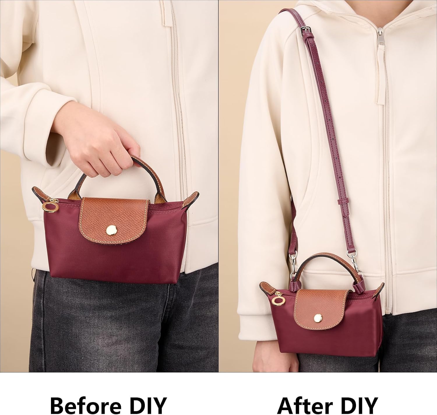 Thumbnail 2 de Gastinsave Handbag Strap Replacement for Longchomp Mini Tote – Genuine Leather, Adjustable Crossbody