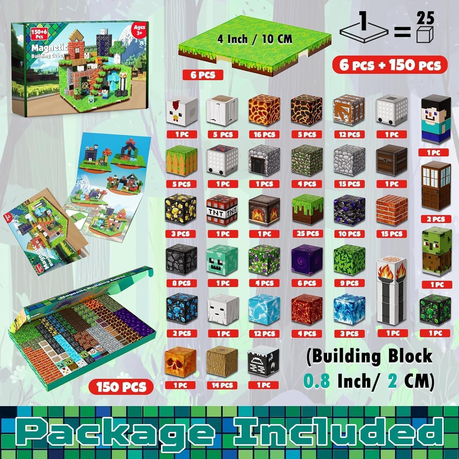 Thumbnail 3 de GraceDuck Costruzioni Magnetiche 150 Pezzi – Set Foresta e Miniera, 3+ Anni