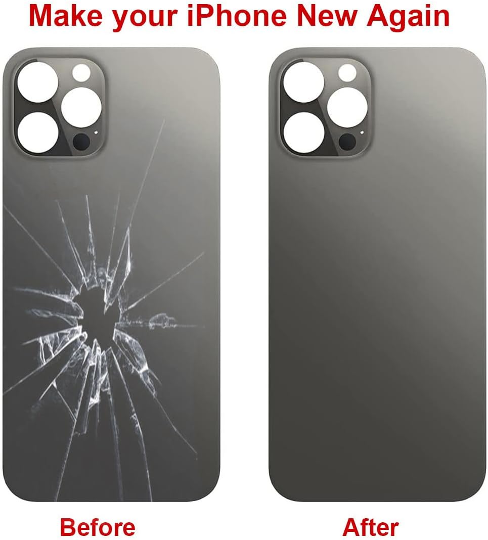 Detalle de Perzework iPhone 12 Pro Max用 背面ガラス交換パーツ グラファイト・工具キット付き