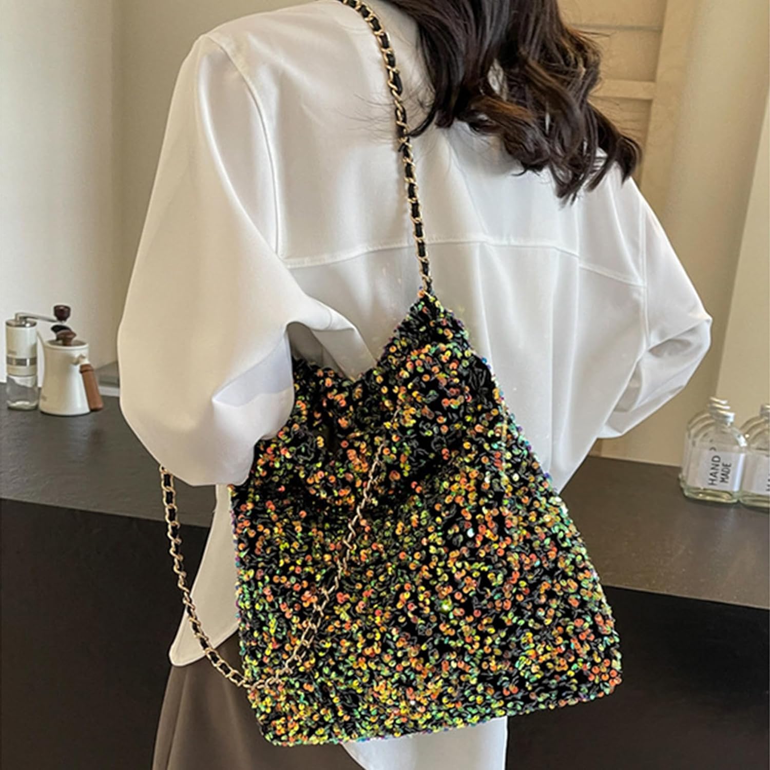 Thumbnail 1 de Meliyya Pailletten Shopper Tote Bag – Schultertasche mit Magnetverschluss für Alltag, Party & College