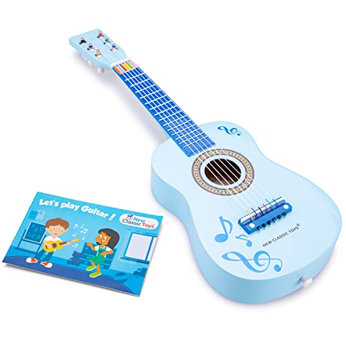 Detalle de New Classic Toys Guitare débutants avec livre clef, 349, bleu avec fleurs 🎸