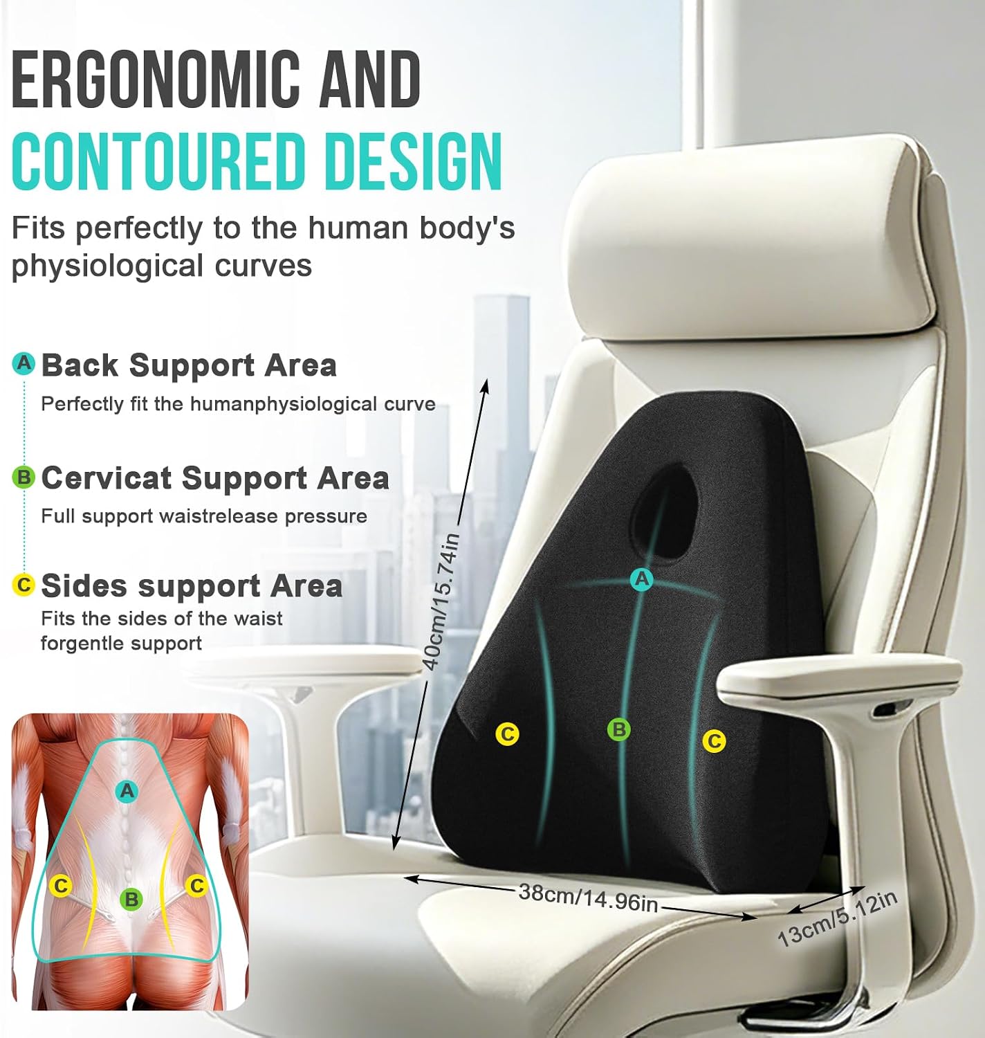 Thumbnail 4 de RaMokey Lumbar Support Cushion for Lower Back Pain Relief