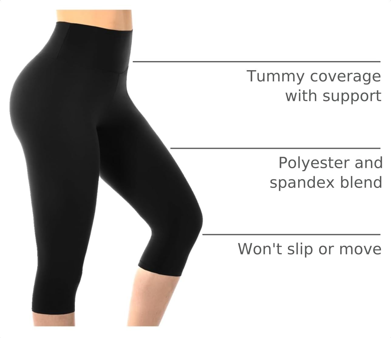 Detalle 2 de Walifrey Capri Leggings for Women — Buttery-Soft High-Waisted Gym & Yoga Leggings