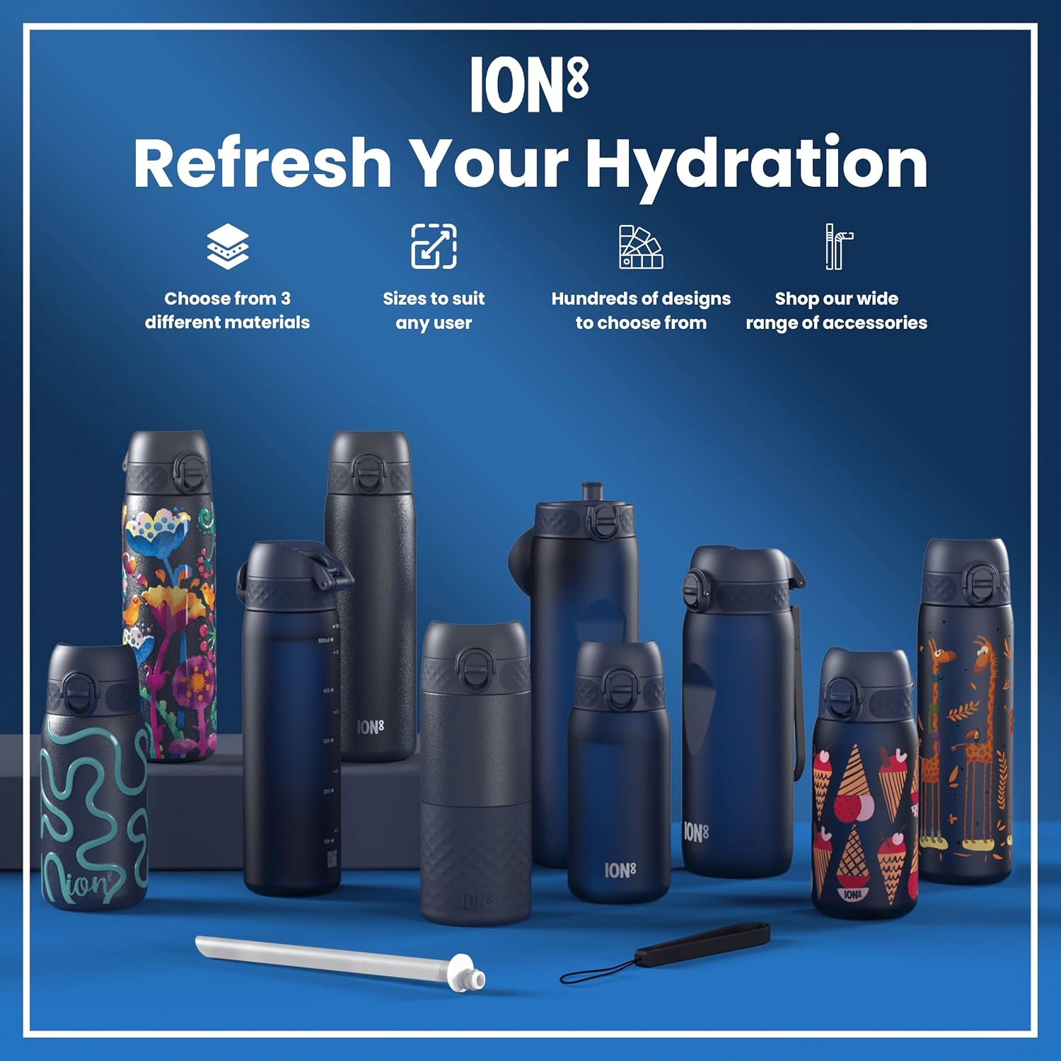 Thumbnail 6 de Ion8 Lightweight Steel Water Bottle 600 ml/20 oz (Ash Navy) – Non-Insulated, Leak‑Proof & Dishwasher Safe