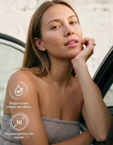 Detalle de MomentWish Pendientes Moissanita Mujer 0,3 ct cada una, 4 puntas en oro