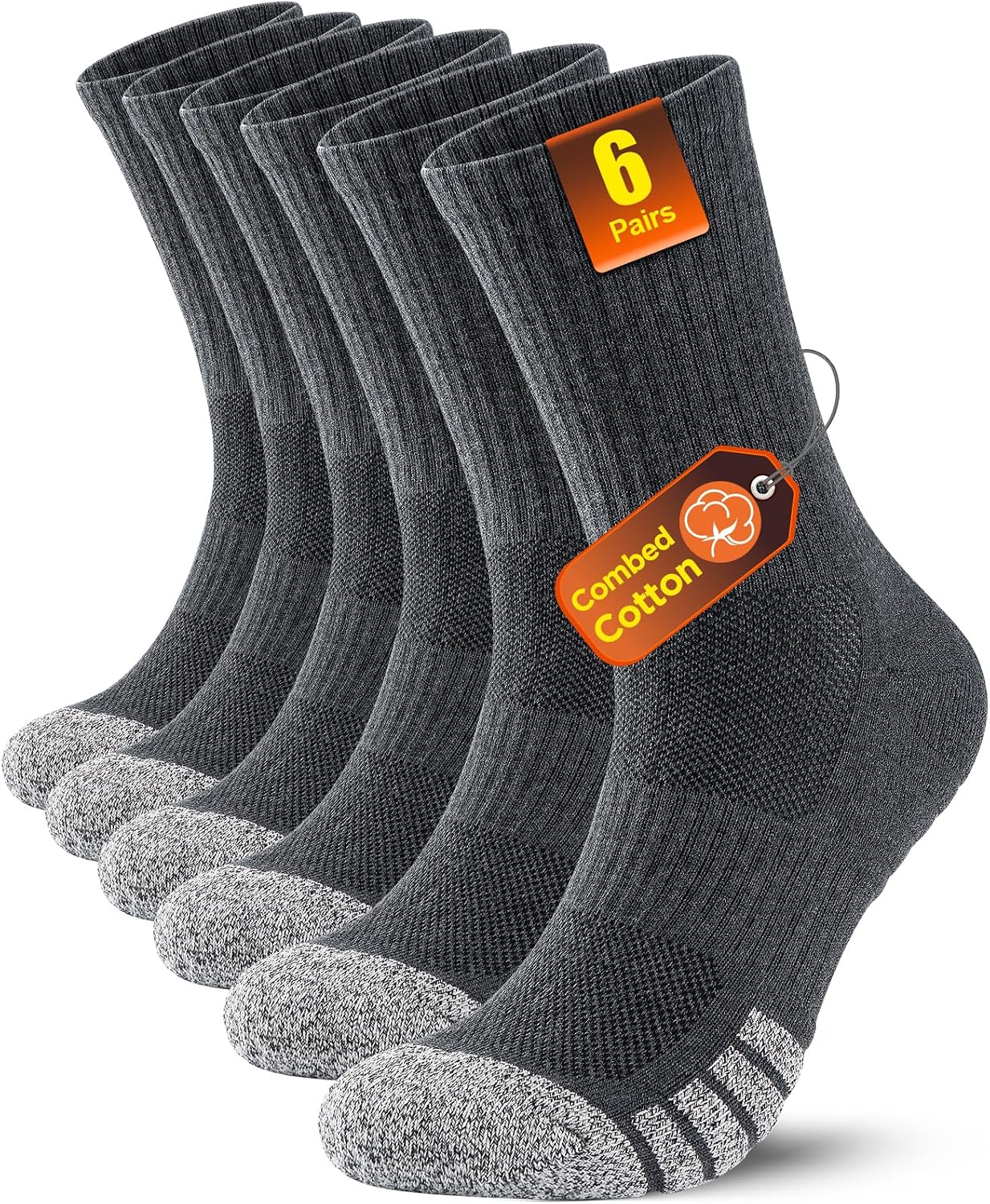 Detalle de PULlOU Hiking Socks (Men’s & Women’s) – Breathable cushioned trek, sports and running socks, 35–38 & 47–50