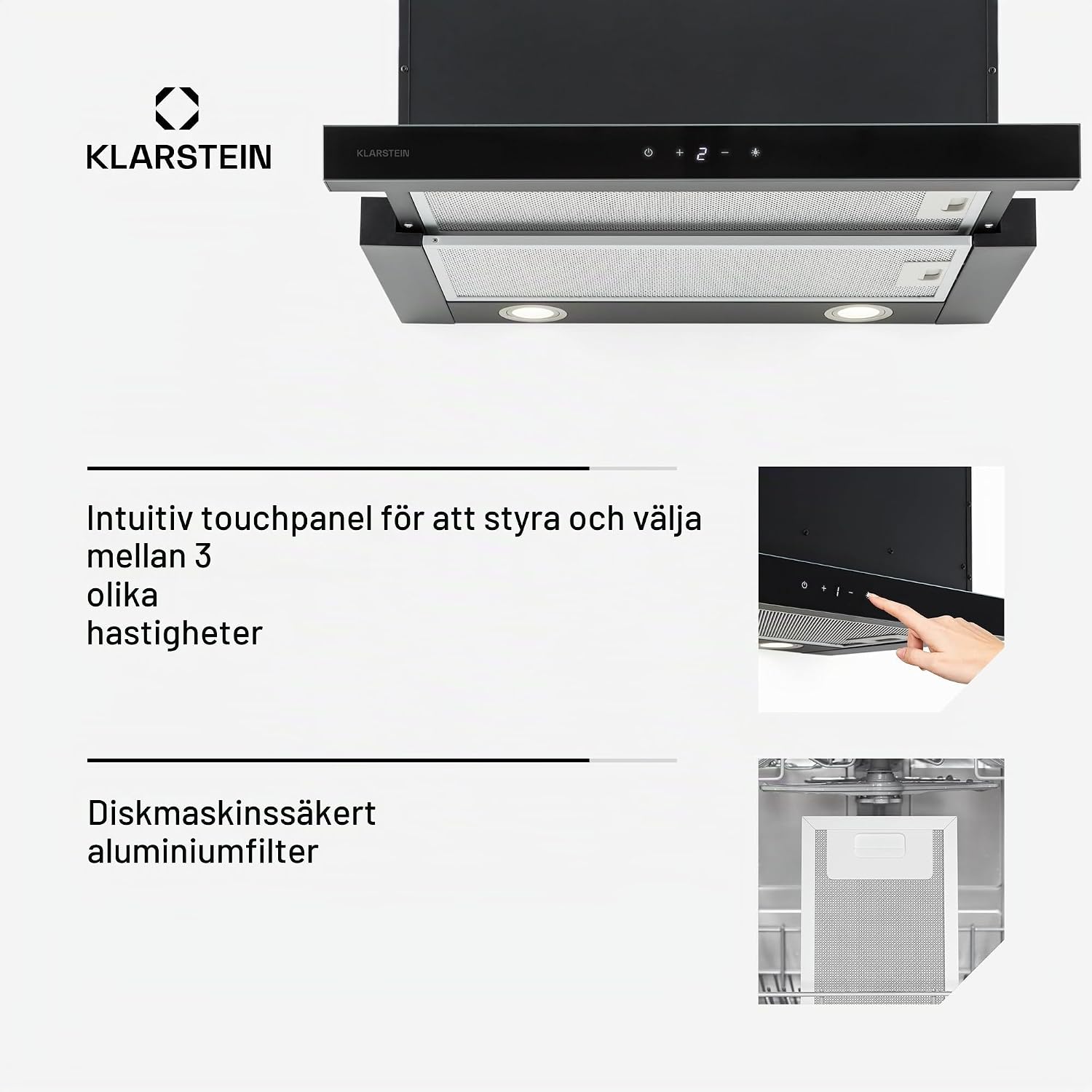 Detalle 2 de Klarstein Vinea CGCH2-Vinea-B underbyggnadsfläkt, 60 cm, 610 m³/h