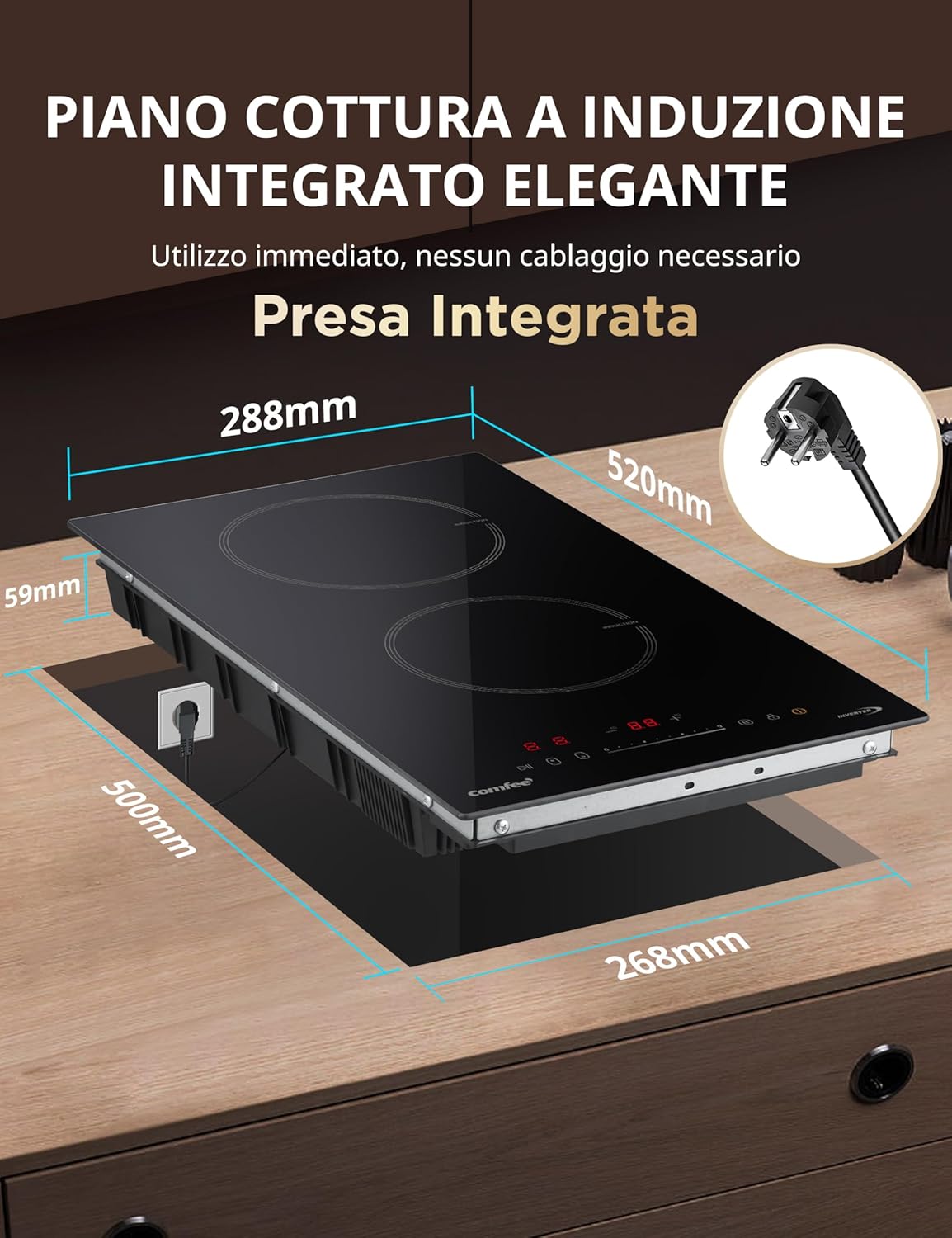 Thumbnail 1 de COMFEE' CIH351D257K0 piano cottura a induzione incorporato con 2 zone e Boost