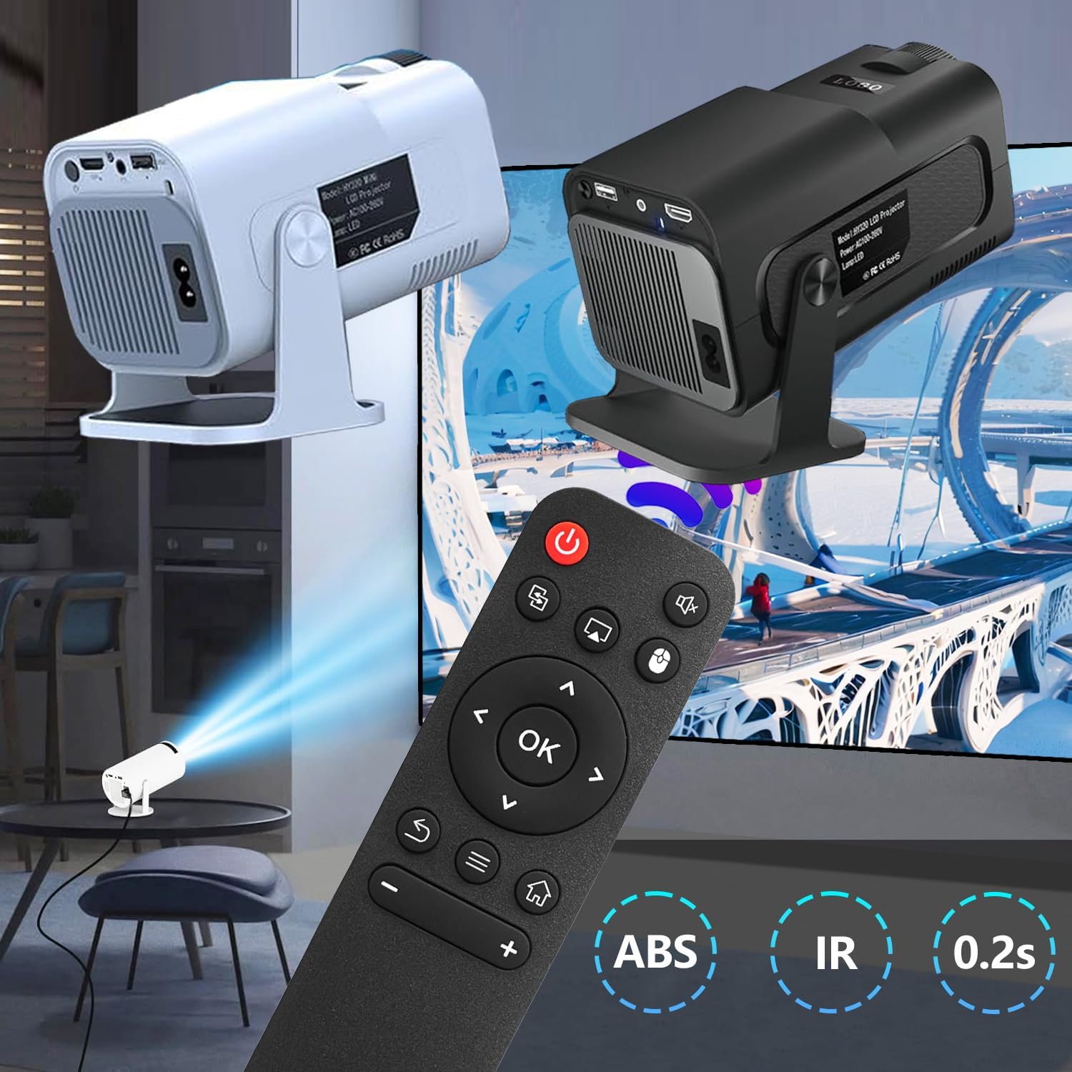 Thumbnail 4 de Molgoc Replacement Remote for Mini Projector (Compatible with HY300Pro, HIPPUS HY300Pro, Magcubic HY300Pro, Aubor HY300Pro, Xgody HY300Pro, Maypug P1)