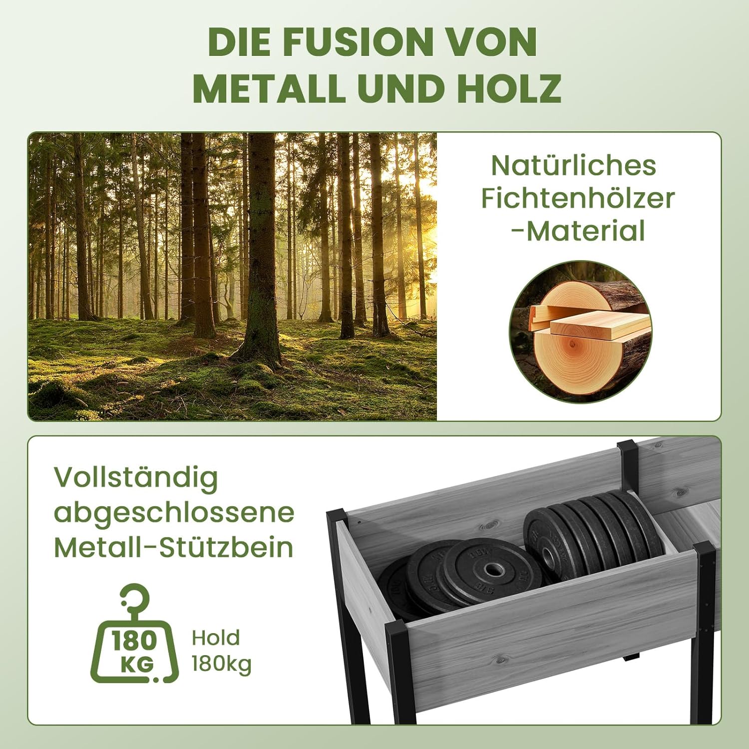Thumbnail 6 de SUNYRISY Hochbeet für Balkon und Garten mit Metallbeinen – 116x60x80 cm, Grau