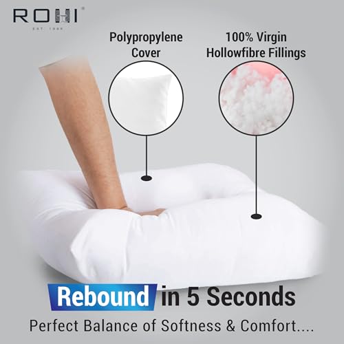 Detalle de Rohi Set of 4 Hypoallergenic Cushion Pads 45x45 cm (18x18 in) – White Polyester Squares