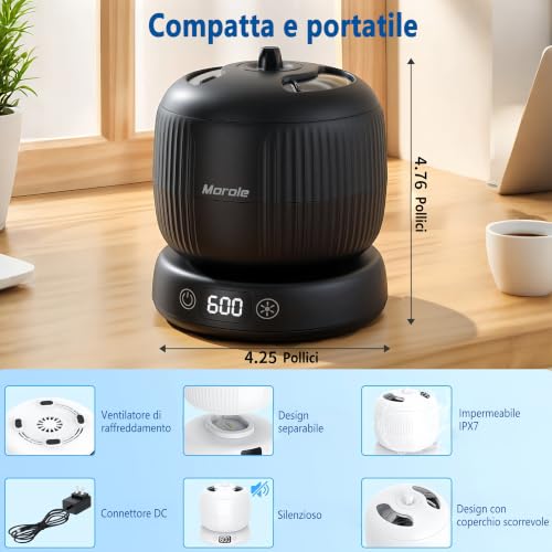 Thumbnail 6 de Morole Pulitore Ultrasuoni con Lampada UV – 45000 Hz, 200 ml, Portatile
