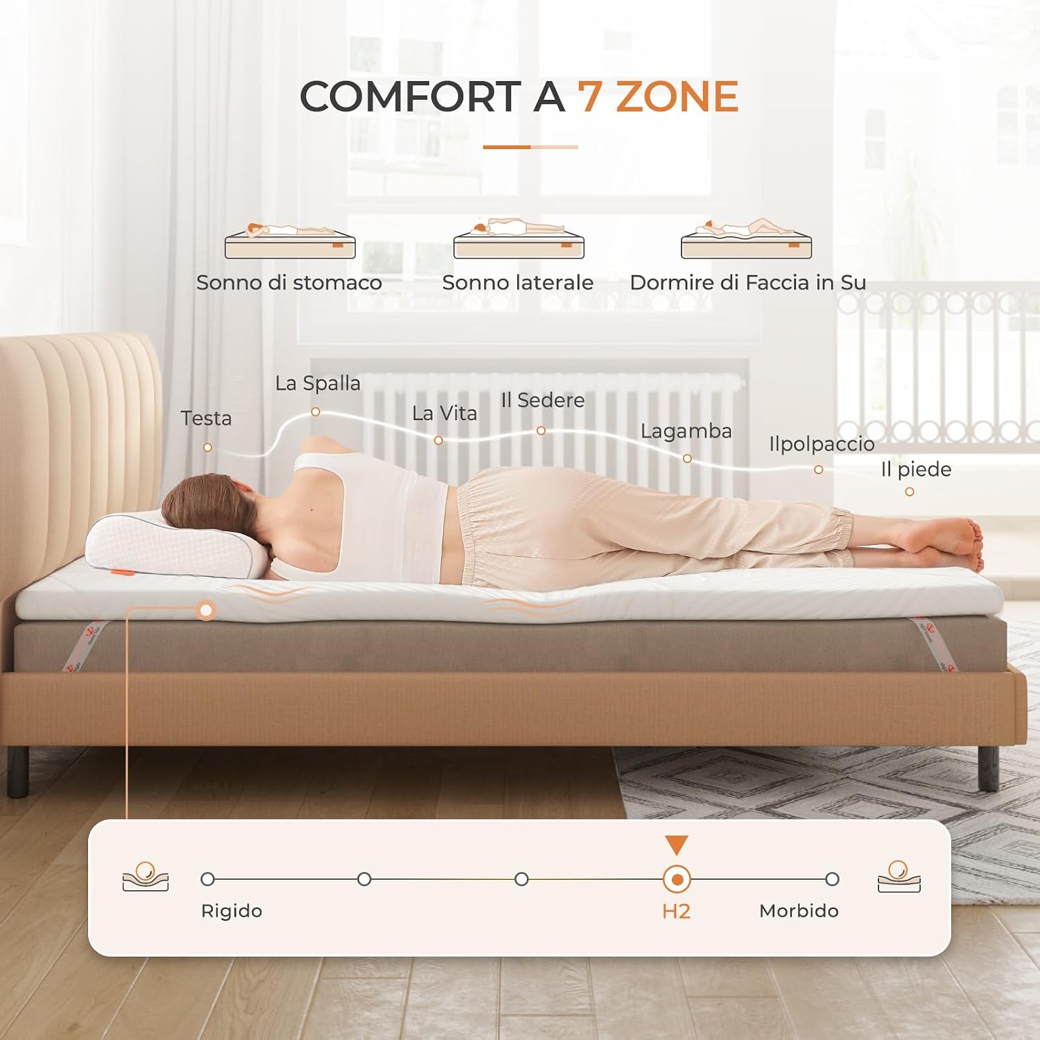Detalle de Sweetnight Topper Materasso 160x200 cm in memory gel 5 cm: comfort, traspirabilità e manutenzione facile