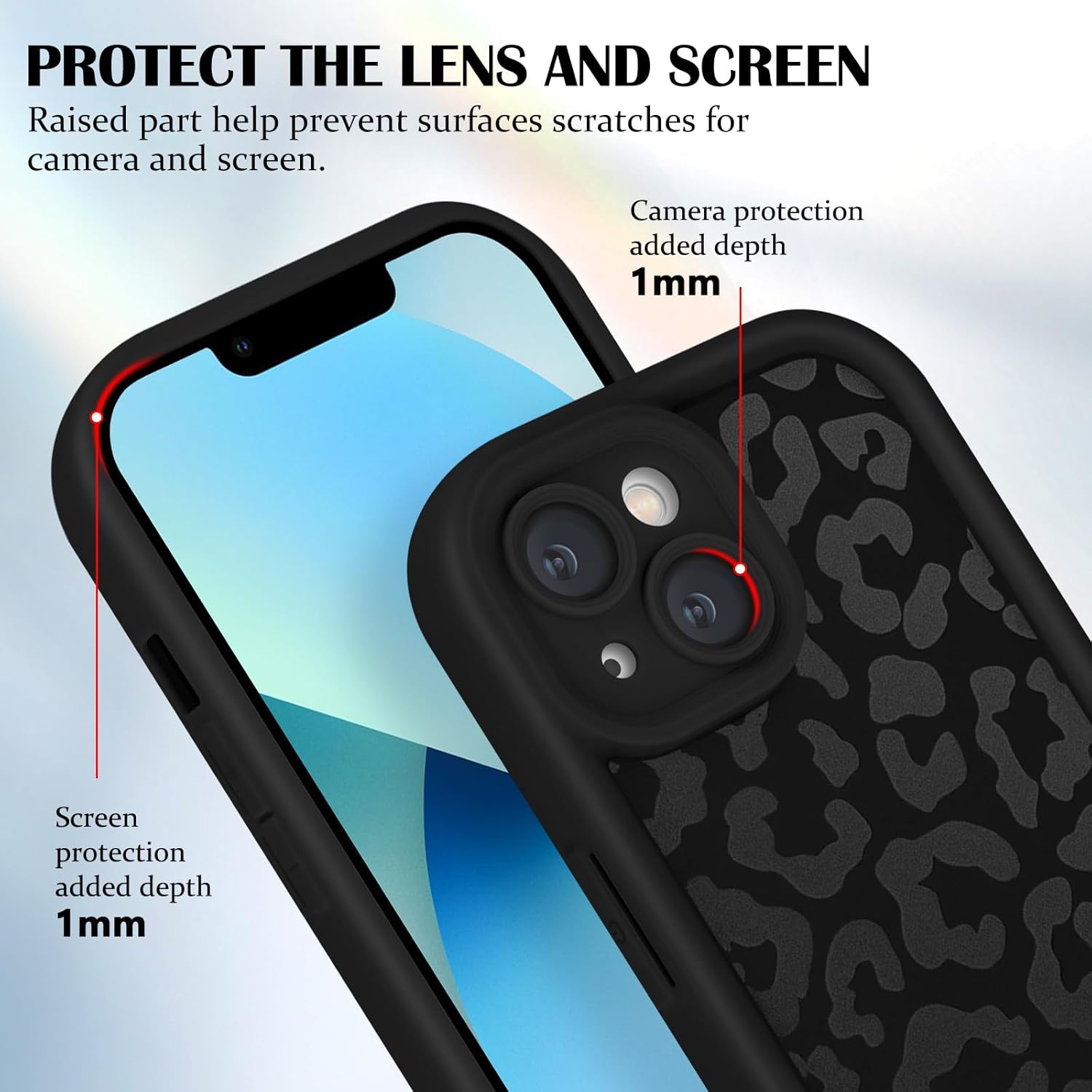 Thumbnail 2 de Newseego iPhone 13 Case with Leopard Print – Soft TPU, Shockproof Protective Cover (Black)