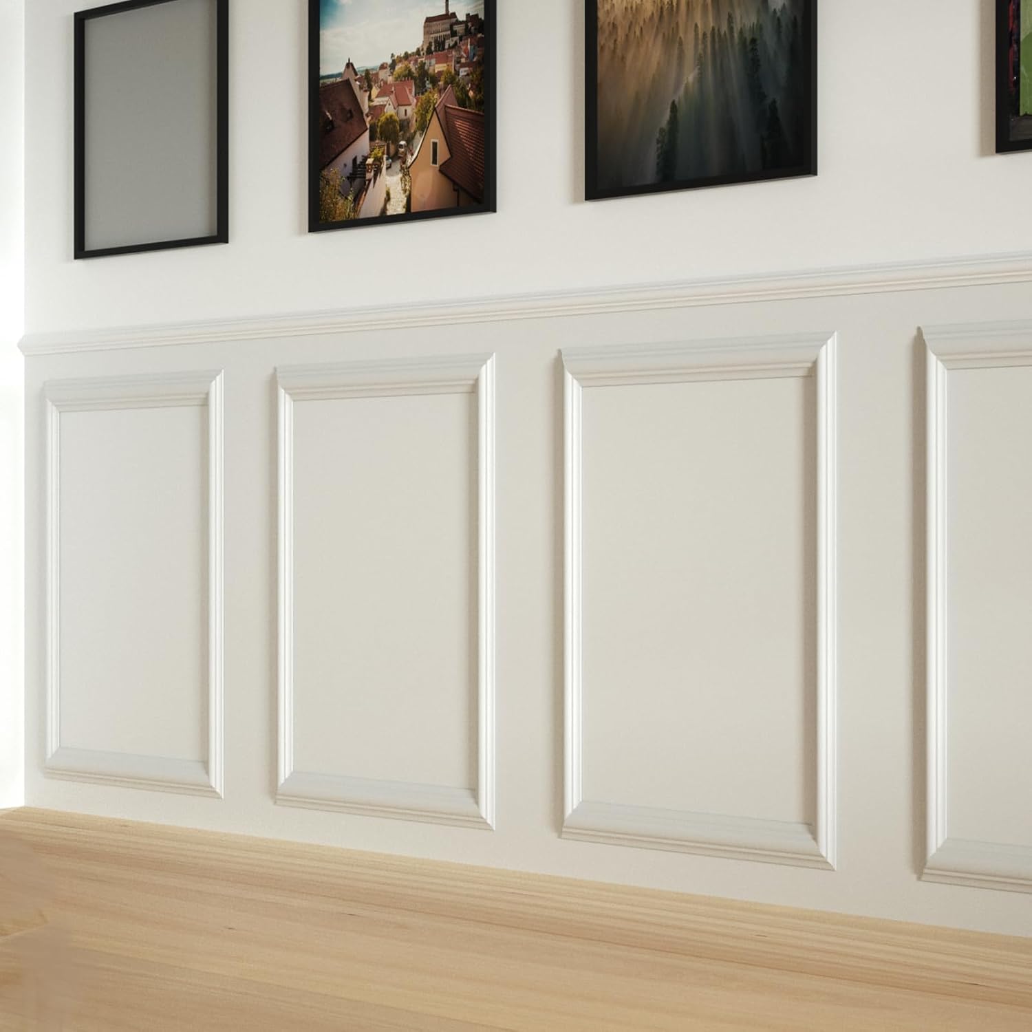 Detalle de NeatiEase Peel-and-Stick Wall Moulding Kit, 16" x 24", White