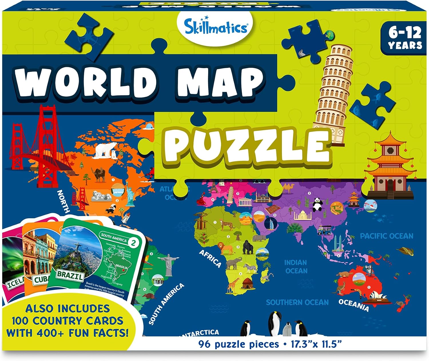 Detalle de Skillmatics World Map Puzzle 96 Piece