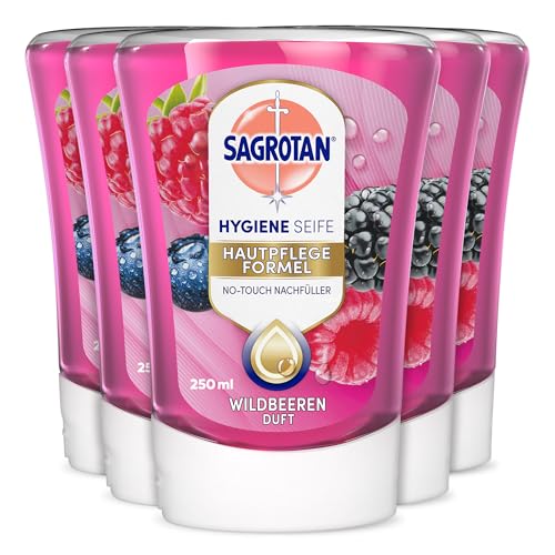 Detalle de Sagrotan No-Touch Nachfüller Wildbeeren – 5 x 250 ml Seife für automatischen Seifenspender