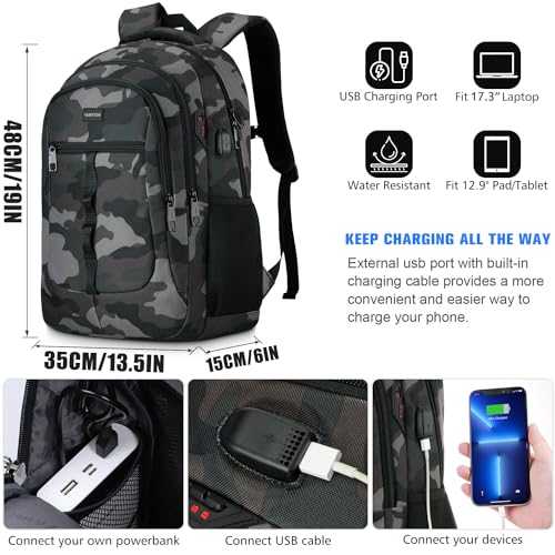 Detalle de YAMTION Mochila Escolar para Hombre: espaciosa, ergonómica y con carga USB