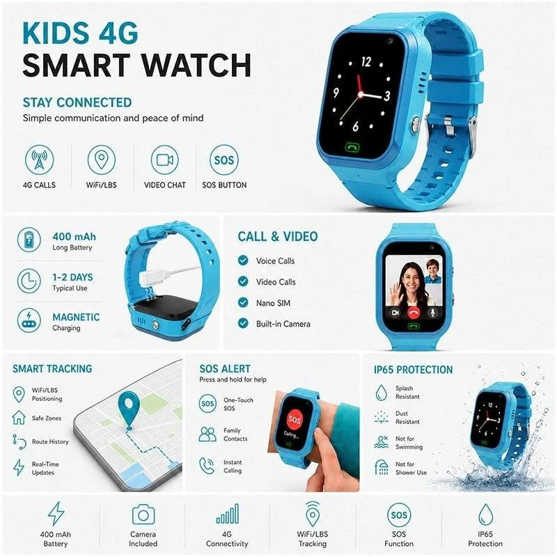 Detalle 2 de Nilait Kids Watch Safe GPS Smartwatch Infantil 4G: videollamadas, SOS y control parental sin teléfono