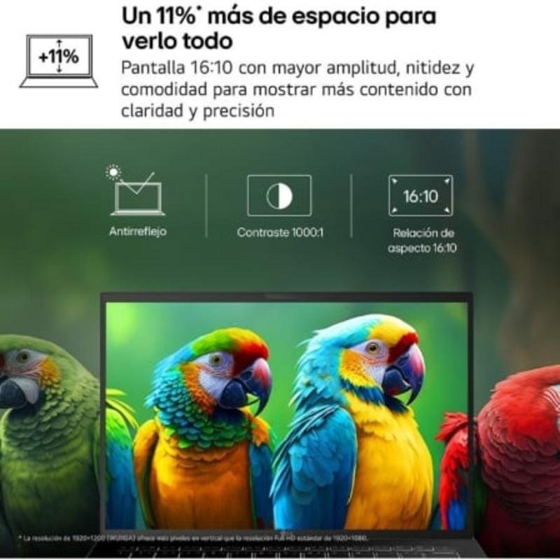 Detalle de LG Gram 16UD55U-G.AX55BN, portátil de 16 pulgadas con Ryzen AI 5 430 y SSD de 512 GB